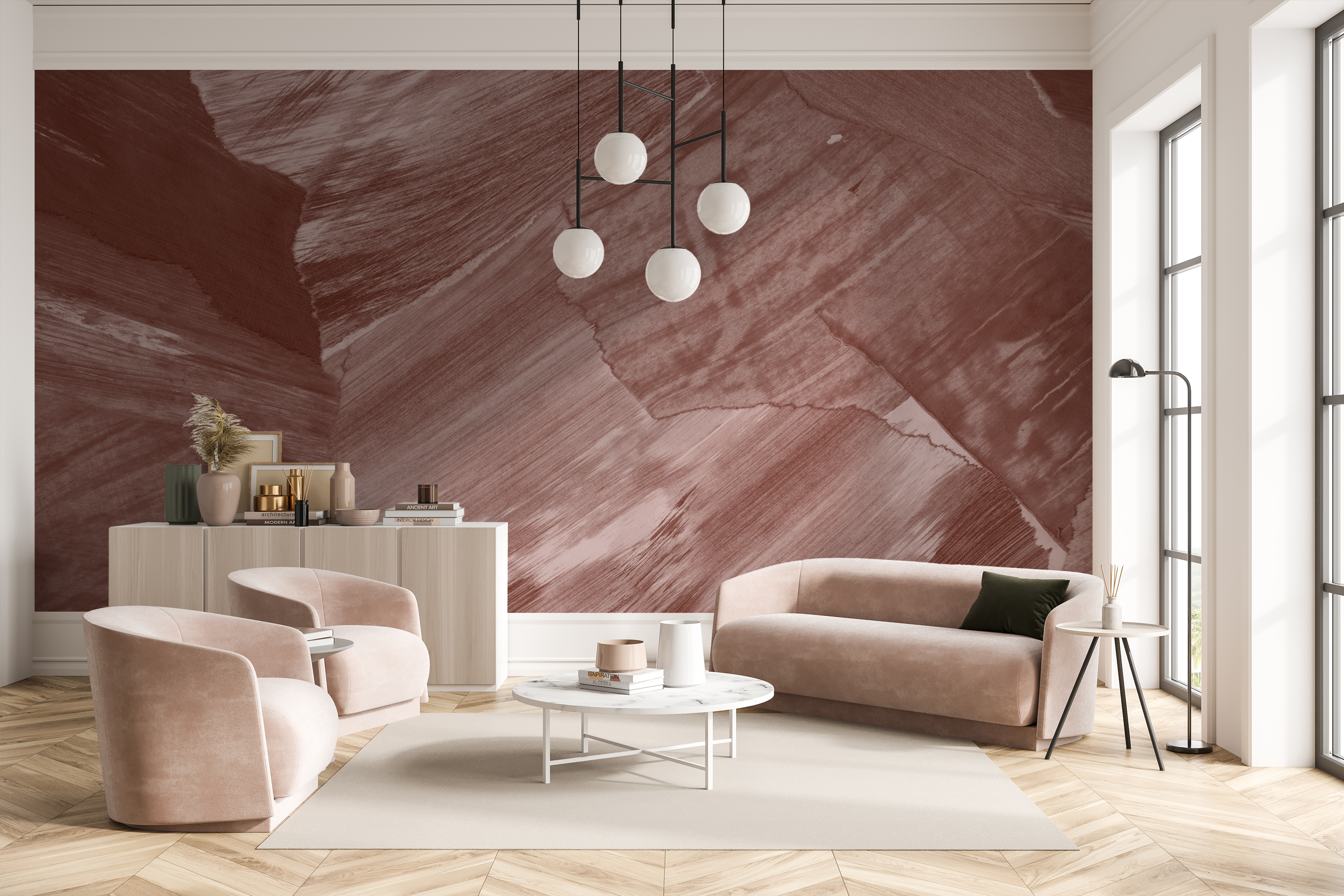 Image of Granite Ridge in Cinnabar - Wallpaper Mural - Quick Ship