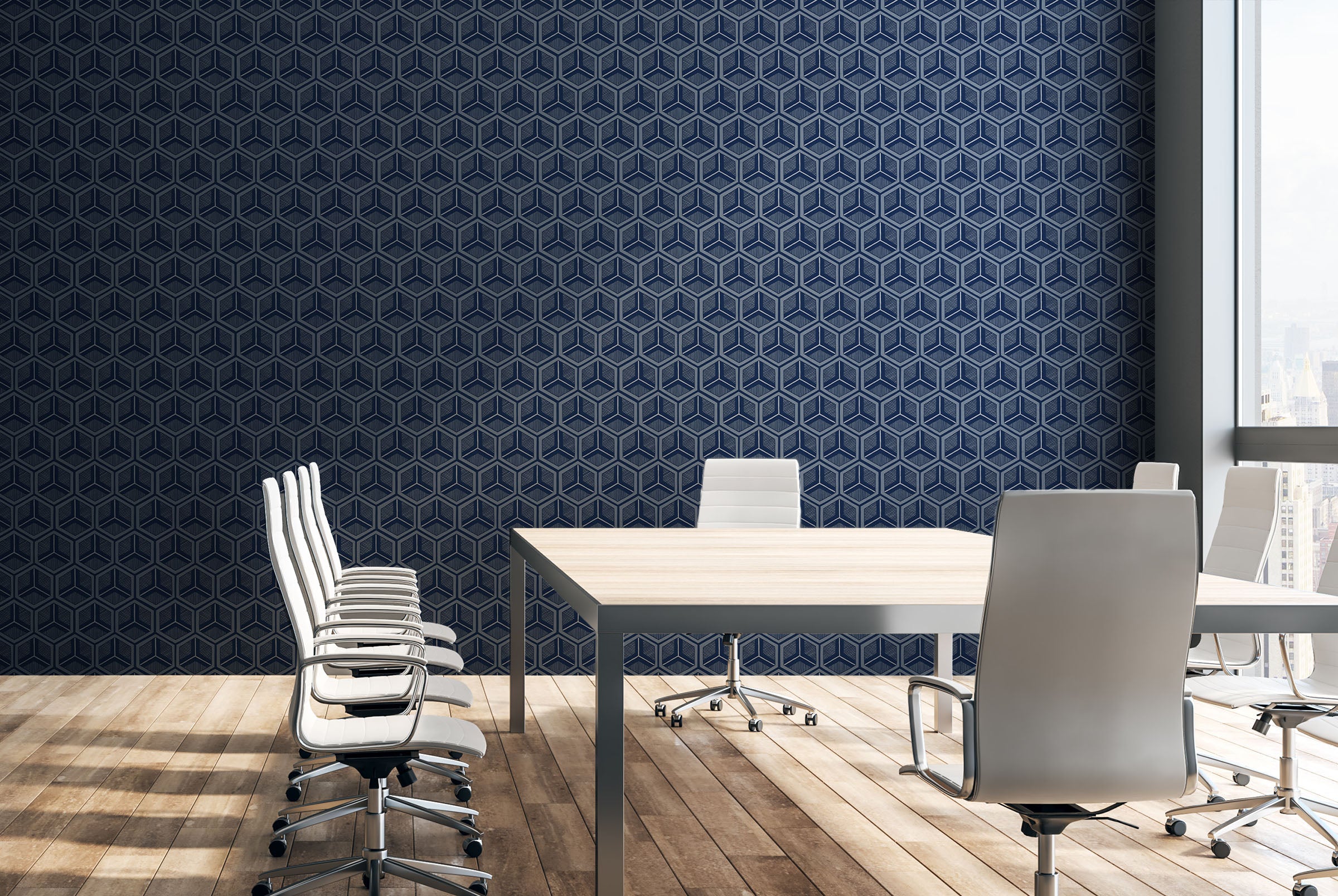 Image of Honeycomb in Saphir- Quick Ship - Wallpaper