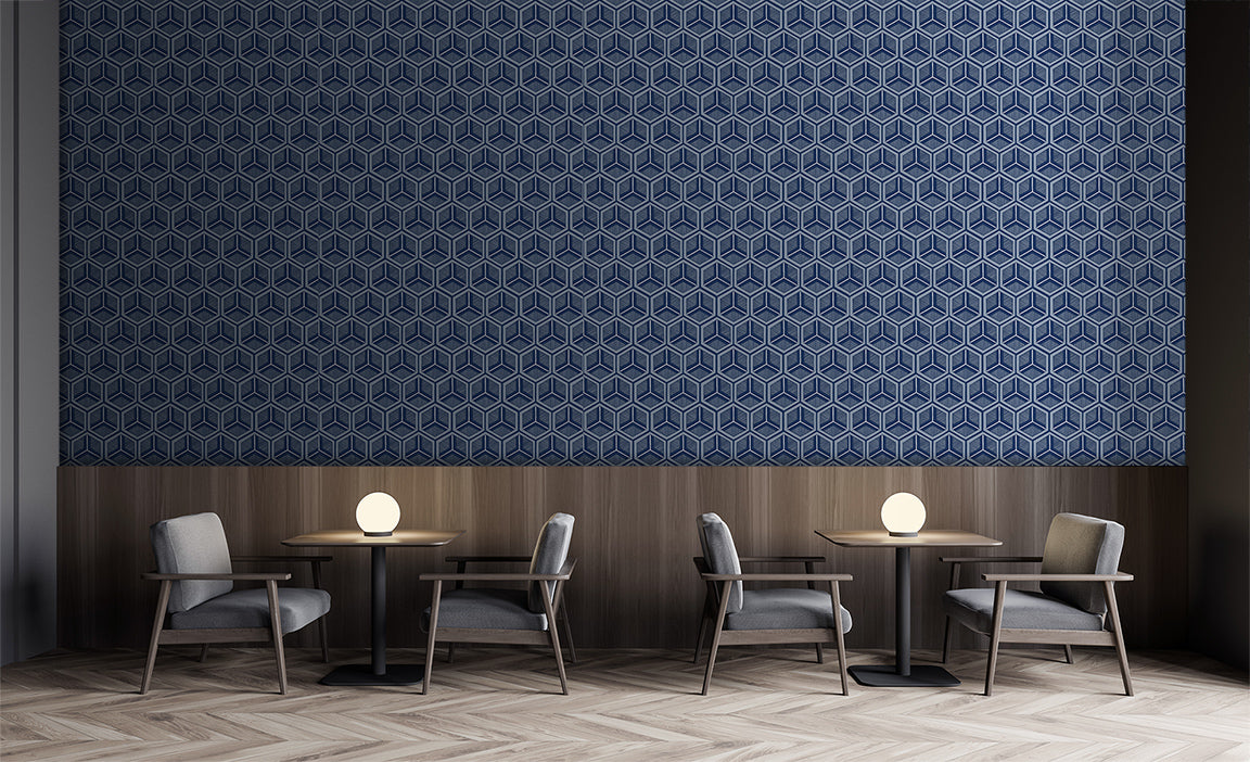 Image of Honeycomb in Saphir- Quick Ship - Wallpaper