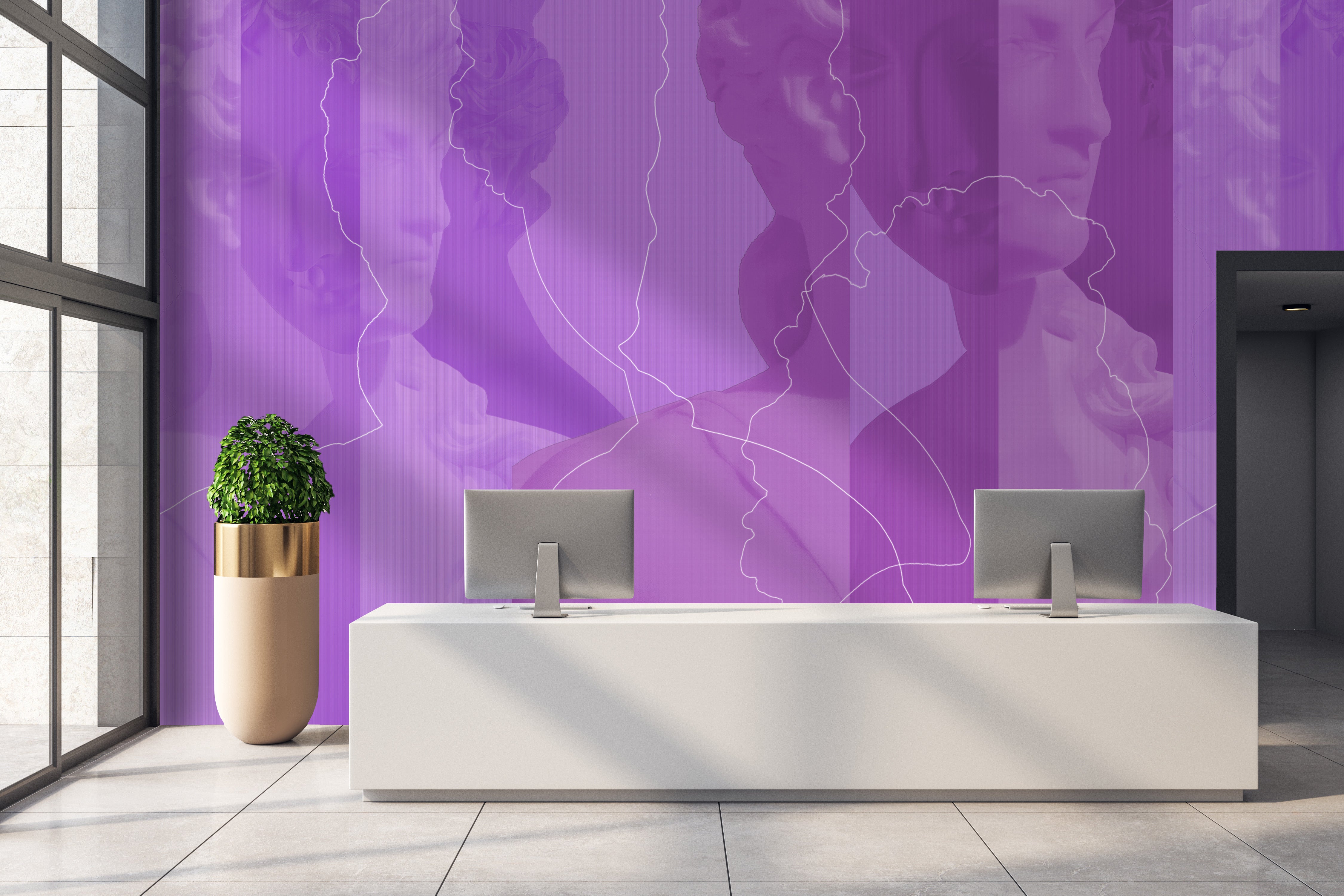 Image of Inversion in Digital Lavender - Wallpaper Mural - Quick Ship