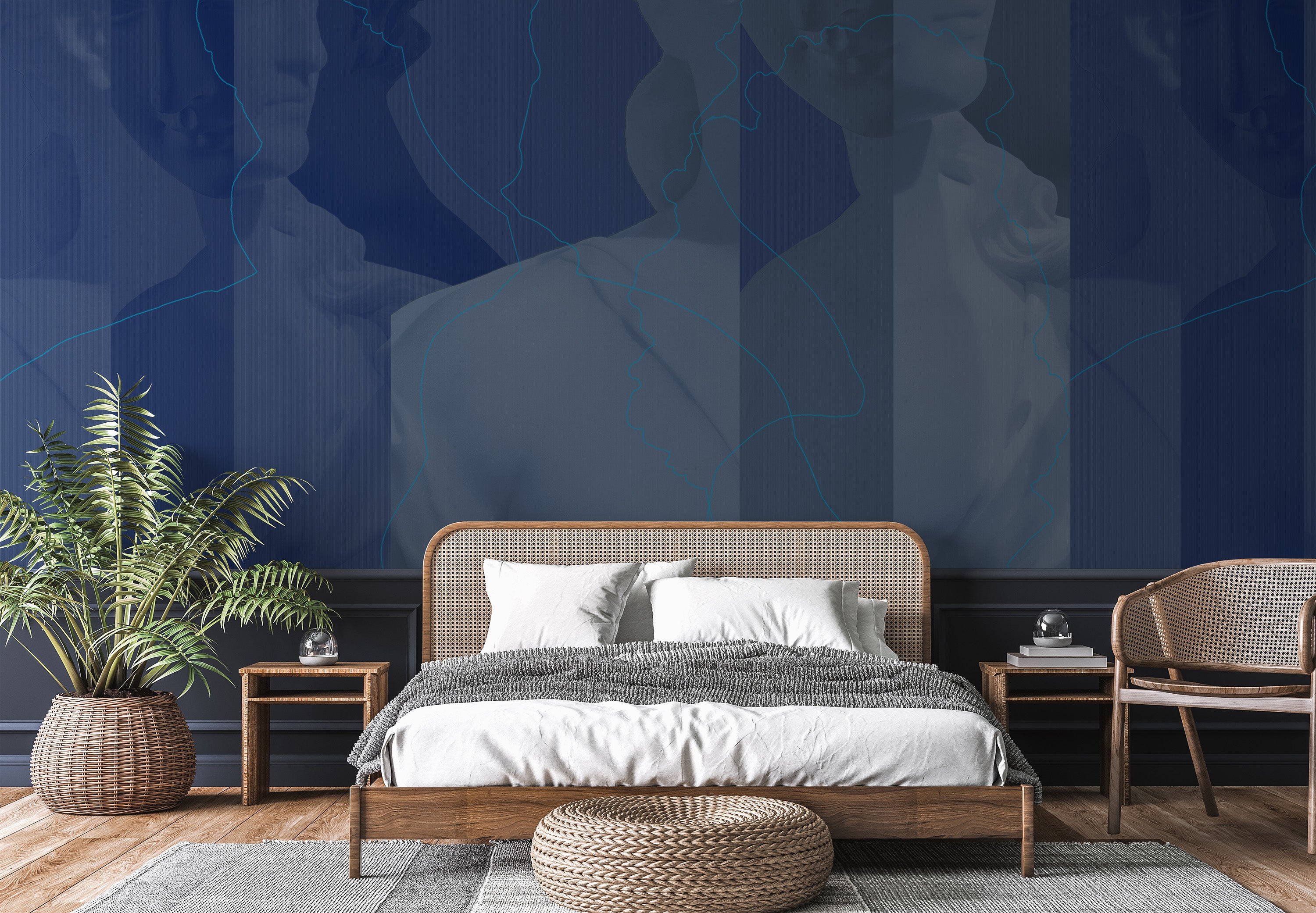 Image of Inversion in Indigo - Wallpaper Mural - Quick Ship