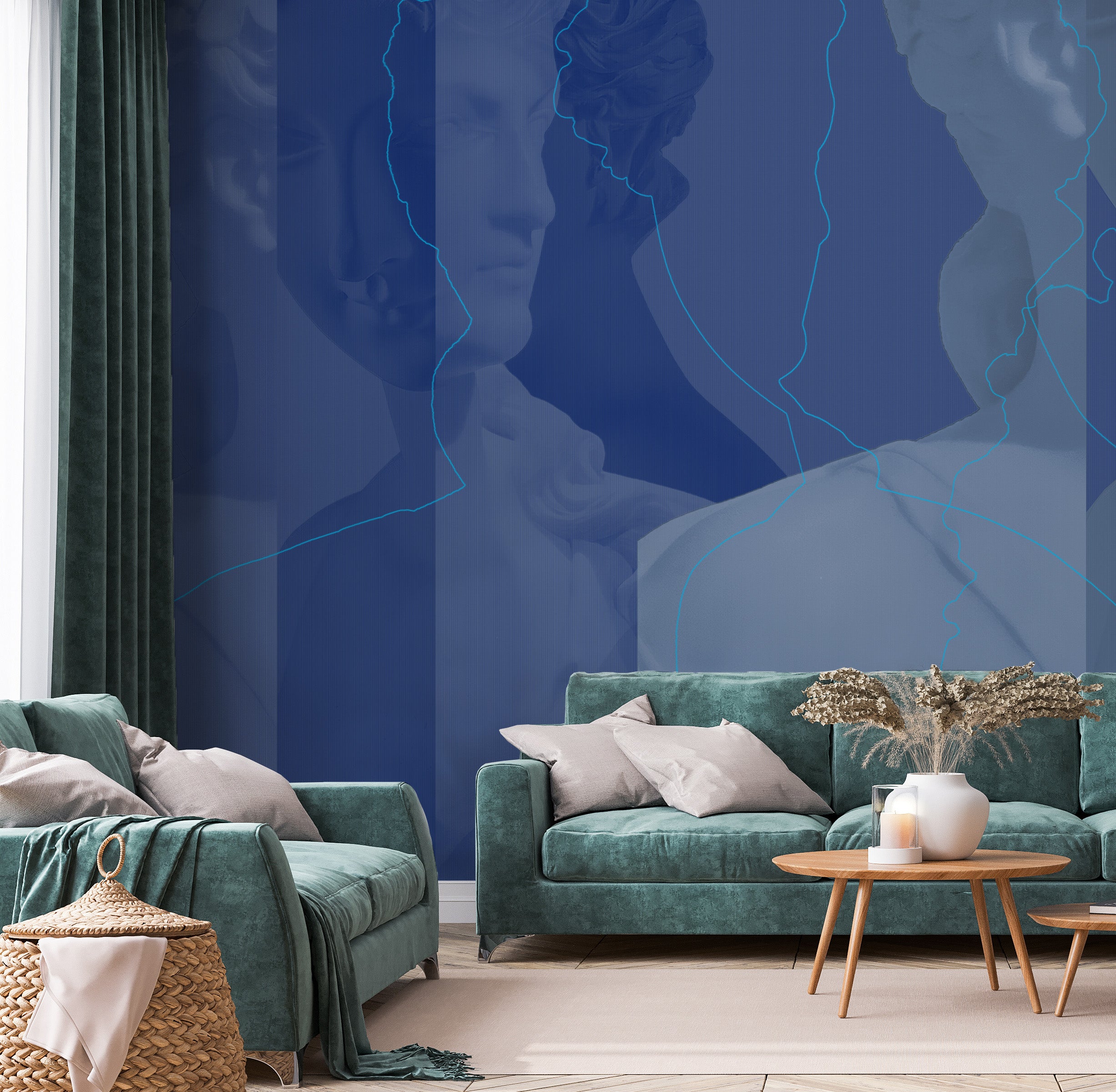 Image of Inversion in Indigo - Wallpaper Mural - Quick Ship