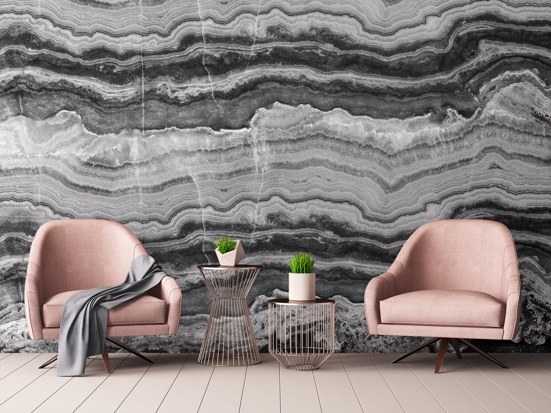 Image of Lace Onyx in Noir Made to Meausre Mural