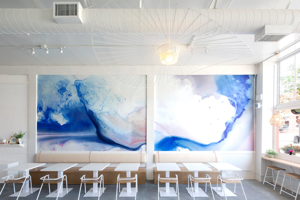 Lapis Wave Watercolor Mural