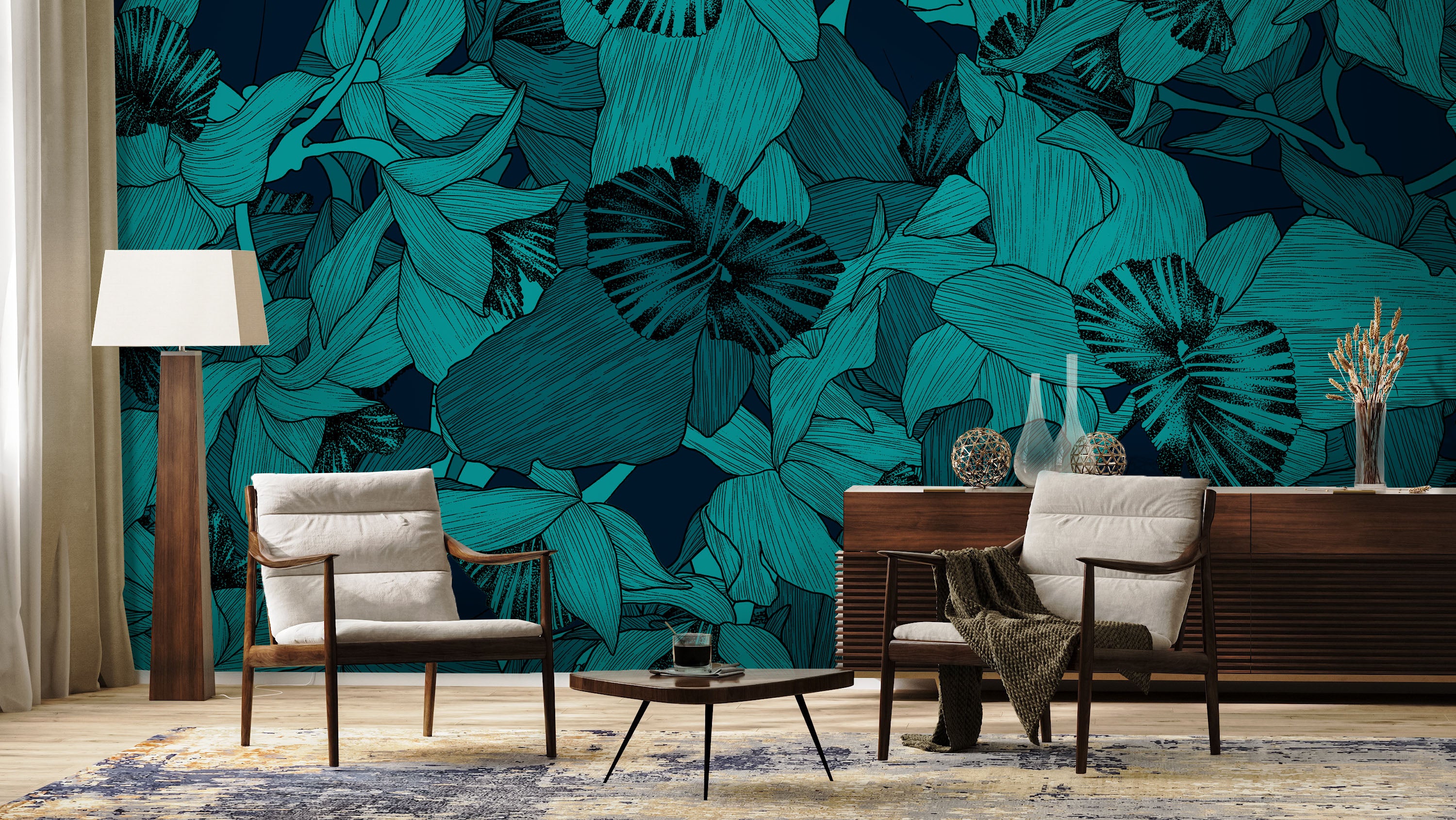 Image of Lunar Flower in Monsoon - Quick Ship Mural