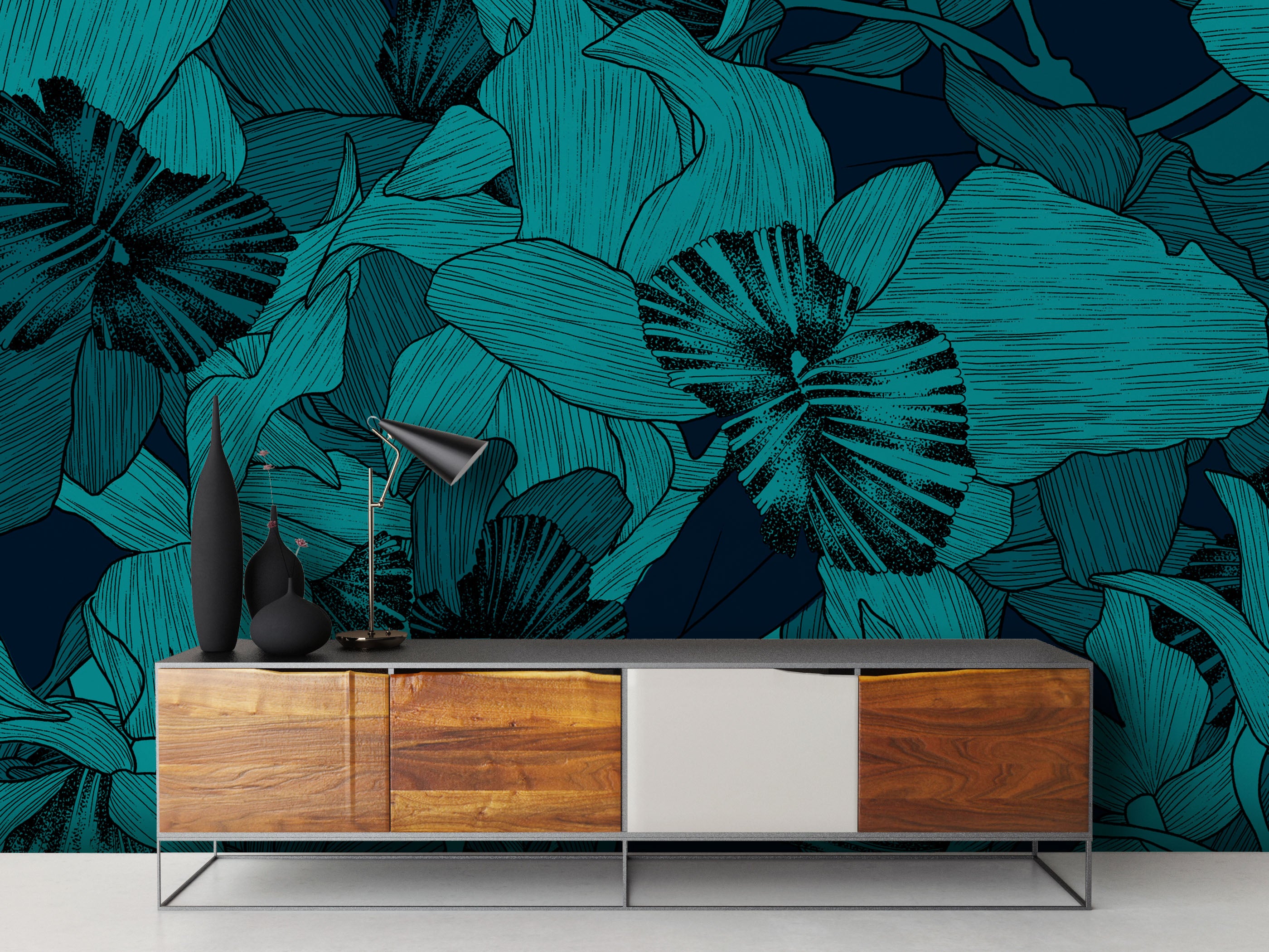 Image of Lunar Flower in Monsoon - Quick Ship Mural