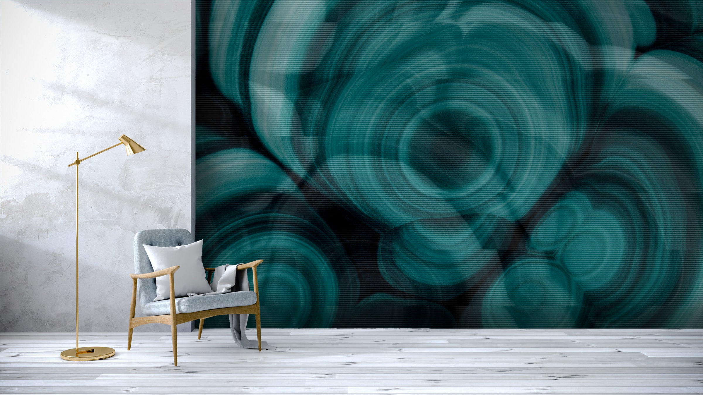 Image of Malachite Glitch in Patina Made to Measure Mural