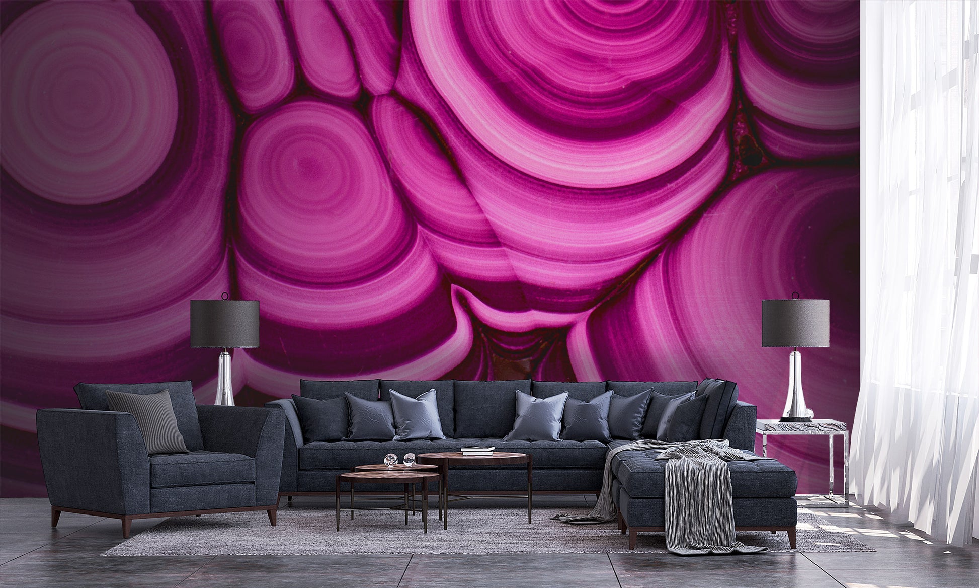 Malachite in Electric Pink Made to Measure Mural