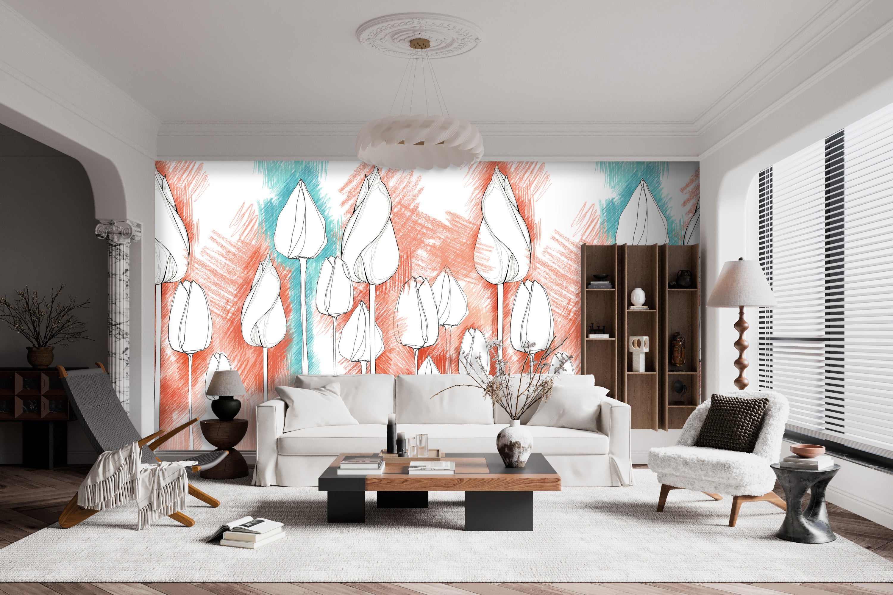 Image of Matriarchy in Coral - Wallpaper Mural - Quick Ship