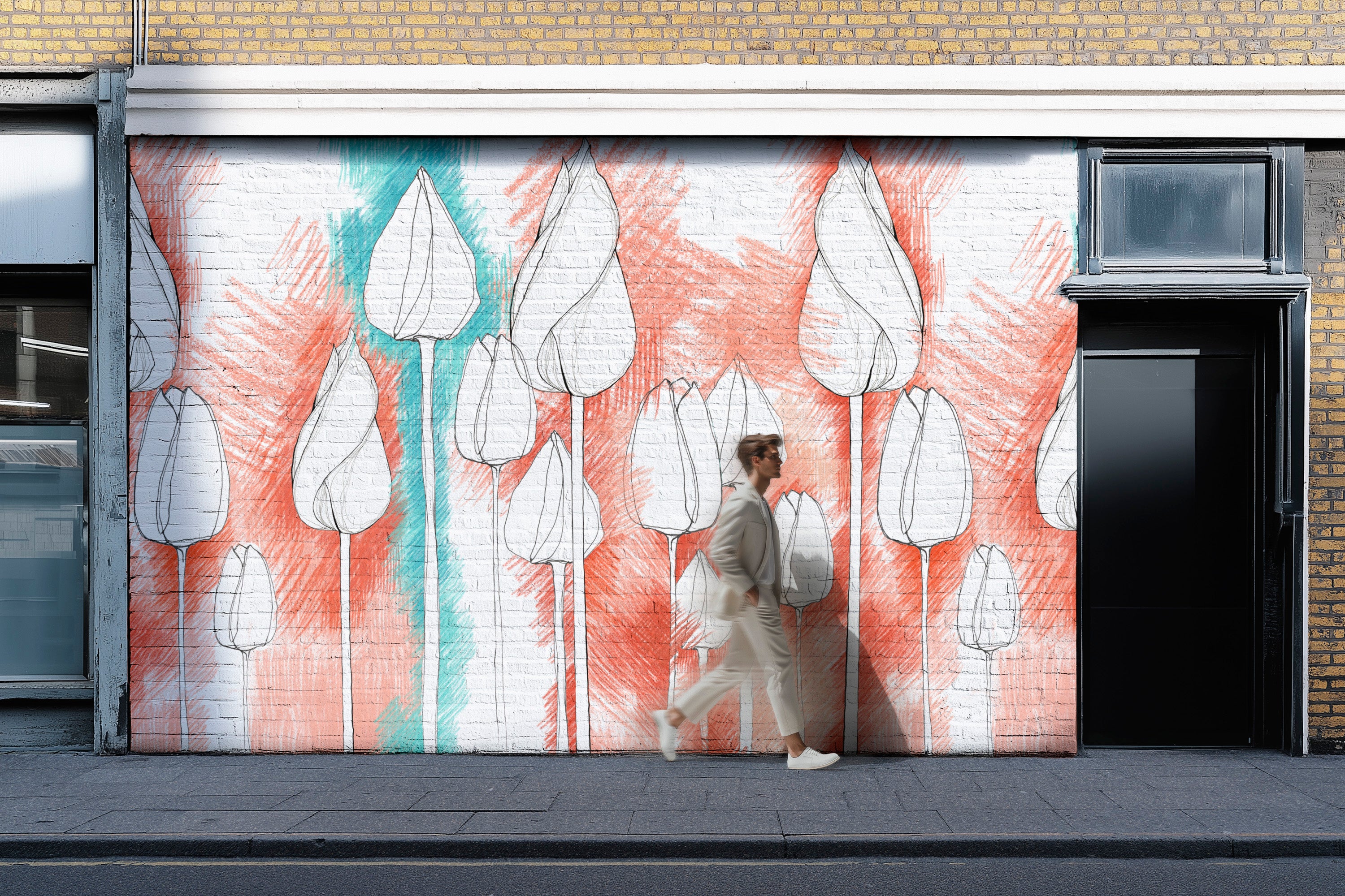 Image of Matriarchy in Coral - Wallpaper Mural - Quick Ship