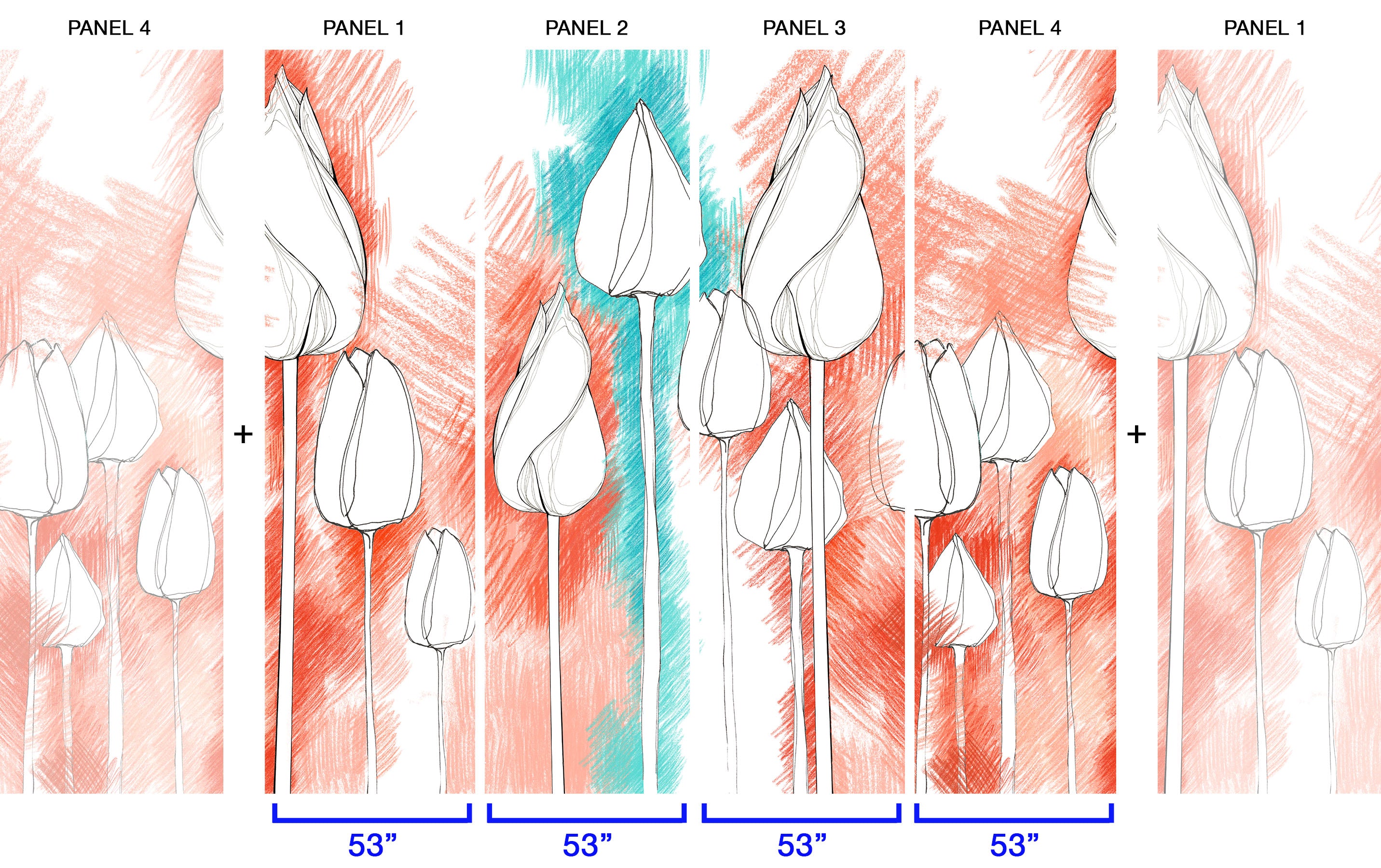 Image of Matriarchy in Coral - Wallpaper Mural - Quick Ship