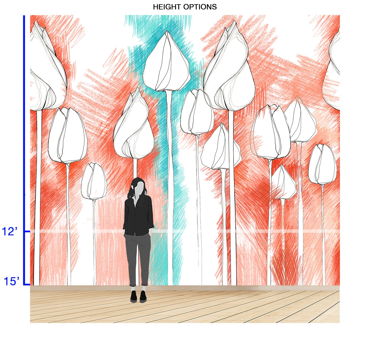Image of Matriarchy in Coral - Wallpaper Mural - Quick Ship