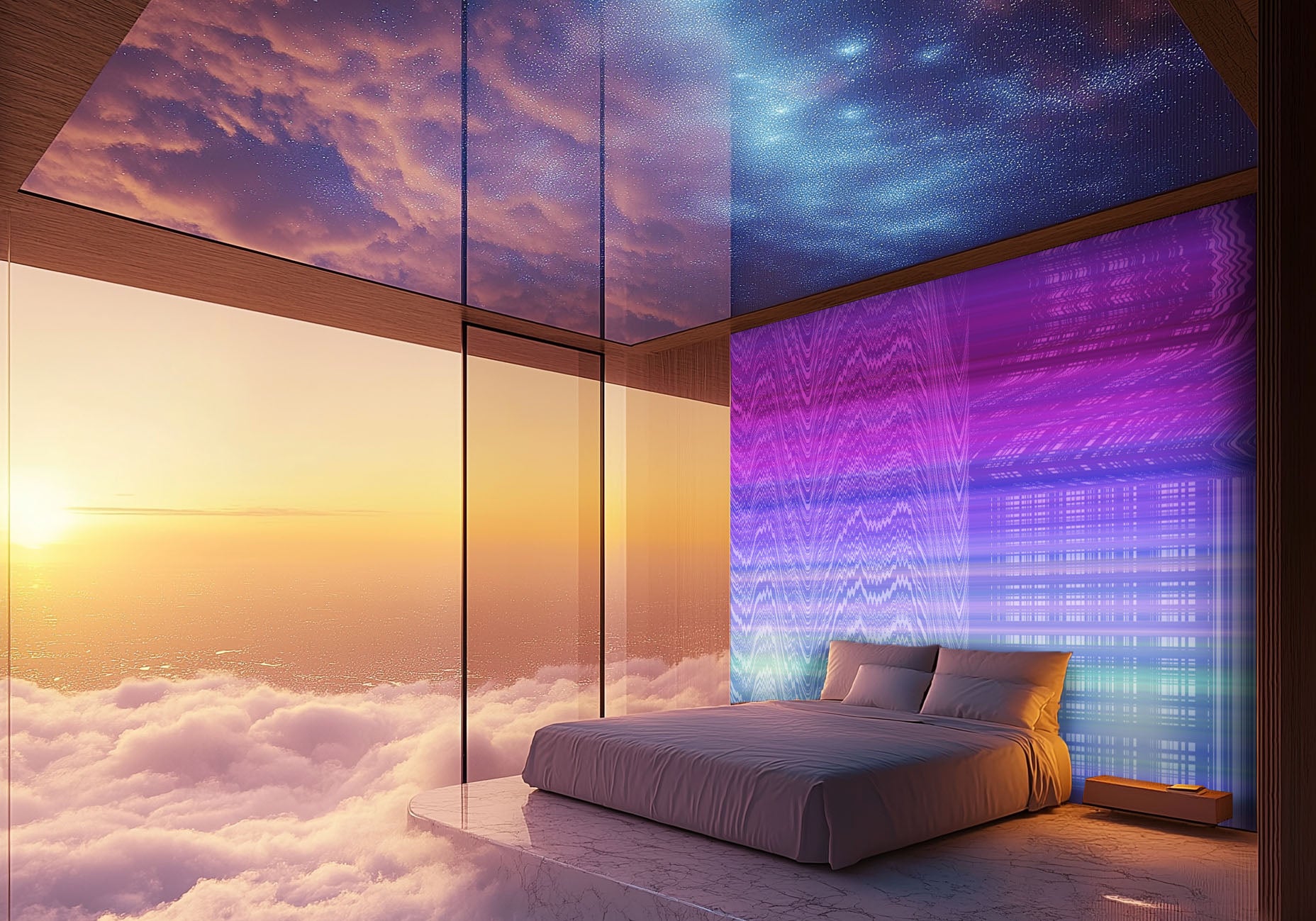 Image of Moire Malfunction in Digital Lavender - Wallpaper Mural - Quick Ship
