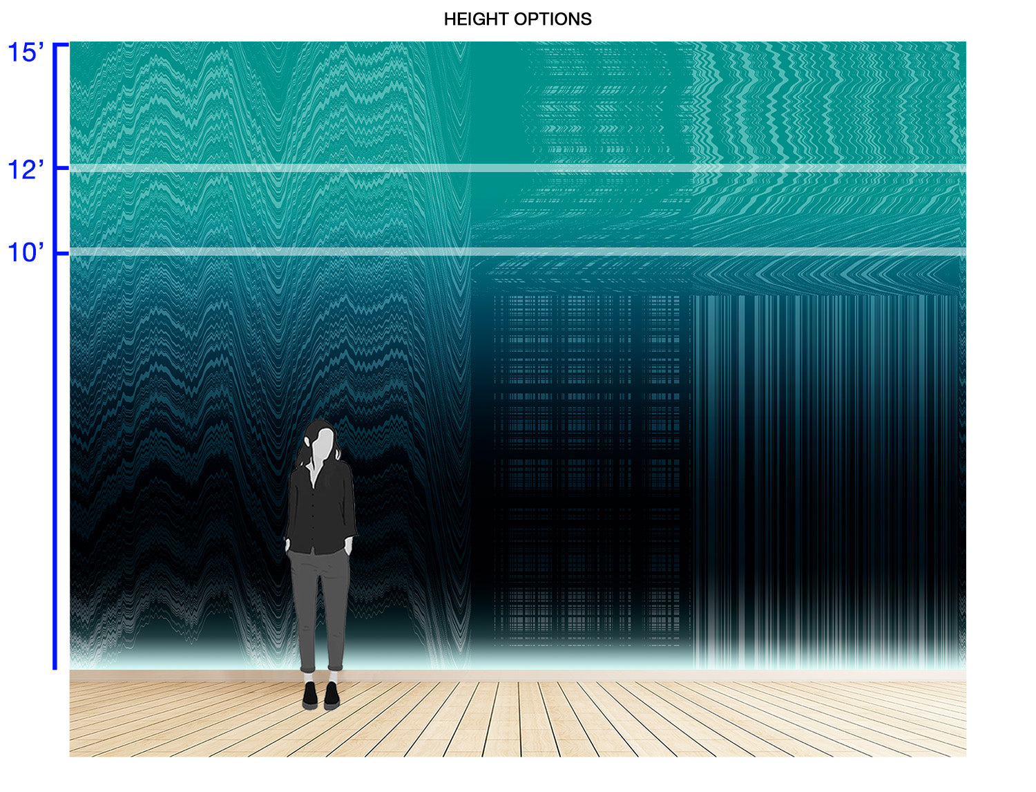 Image of Moire Malfunction in Green - Wallpaper Mural - Quick Ship