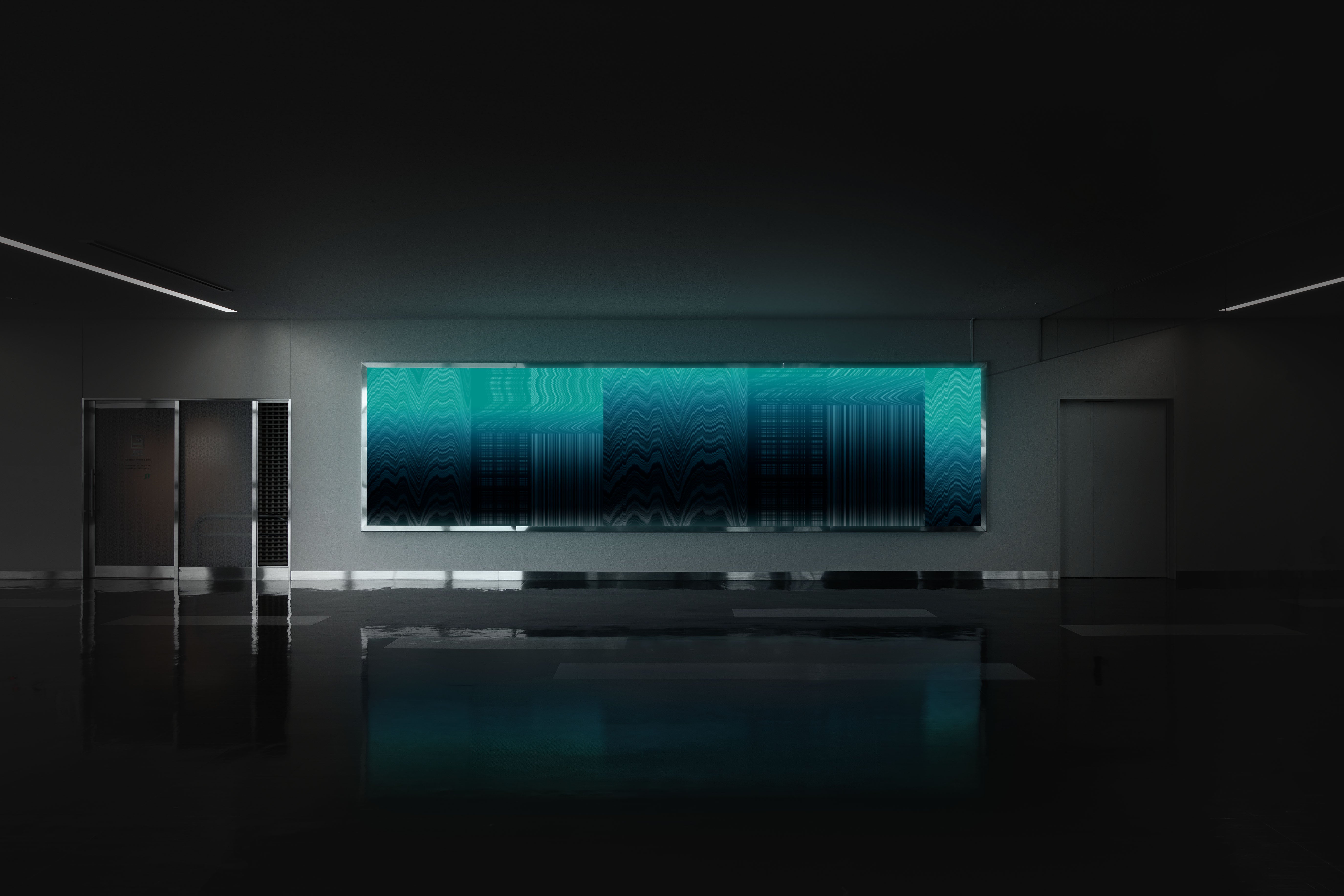 Image of Moire Malfunction in Green - Wallpaper Mural - Quick Ship