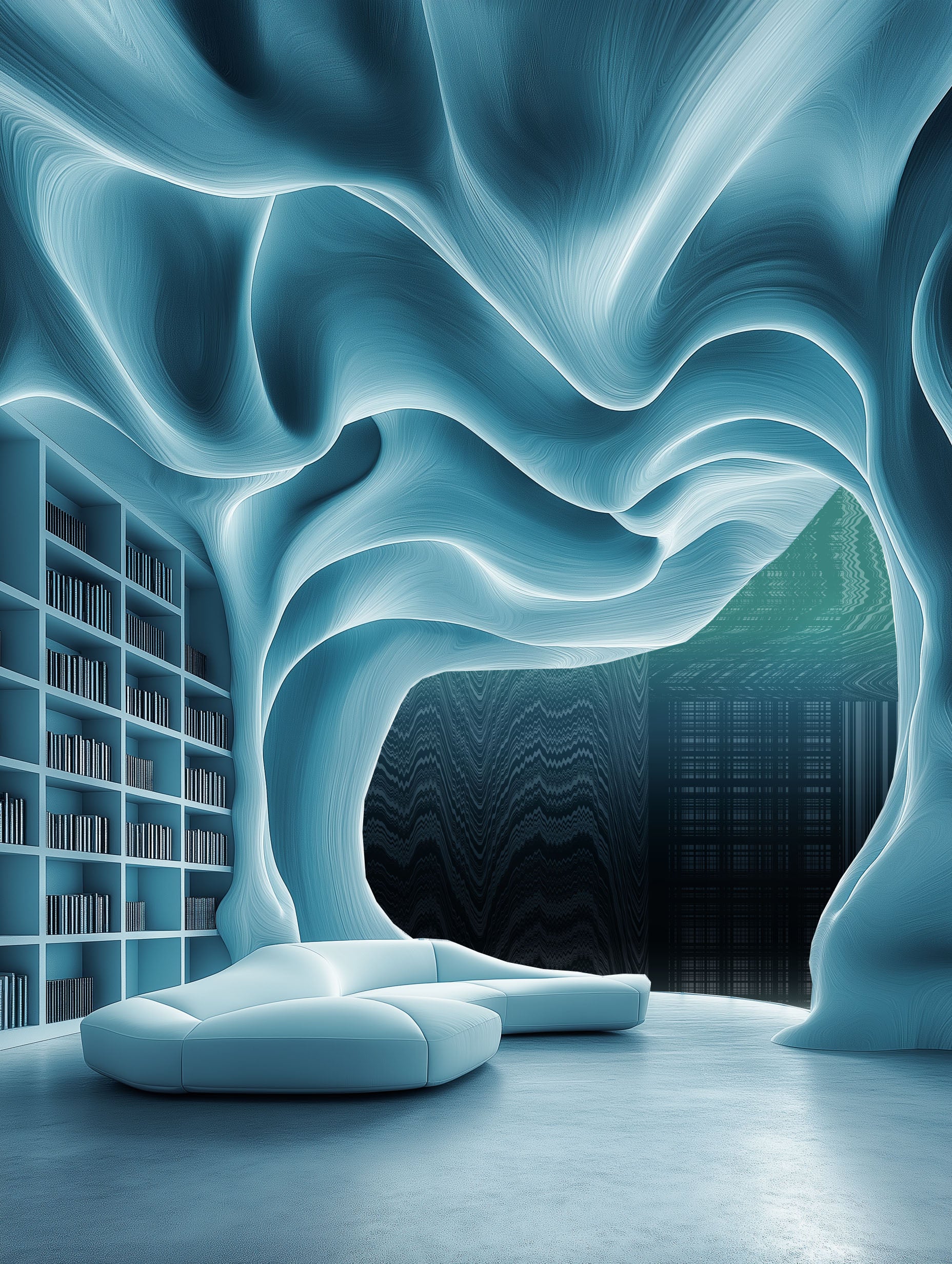 Image of Moire Malfunction in Green - Wallpaper Mural - Quick Ship