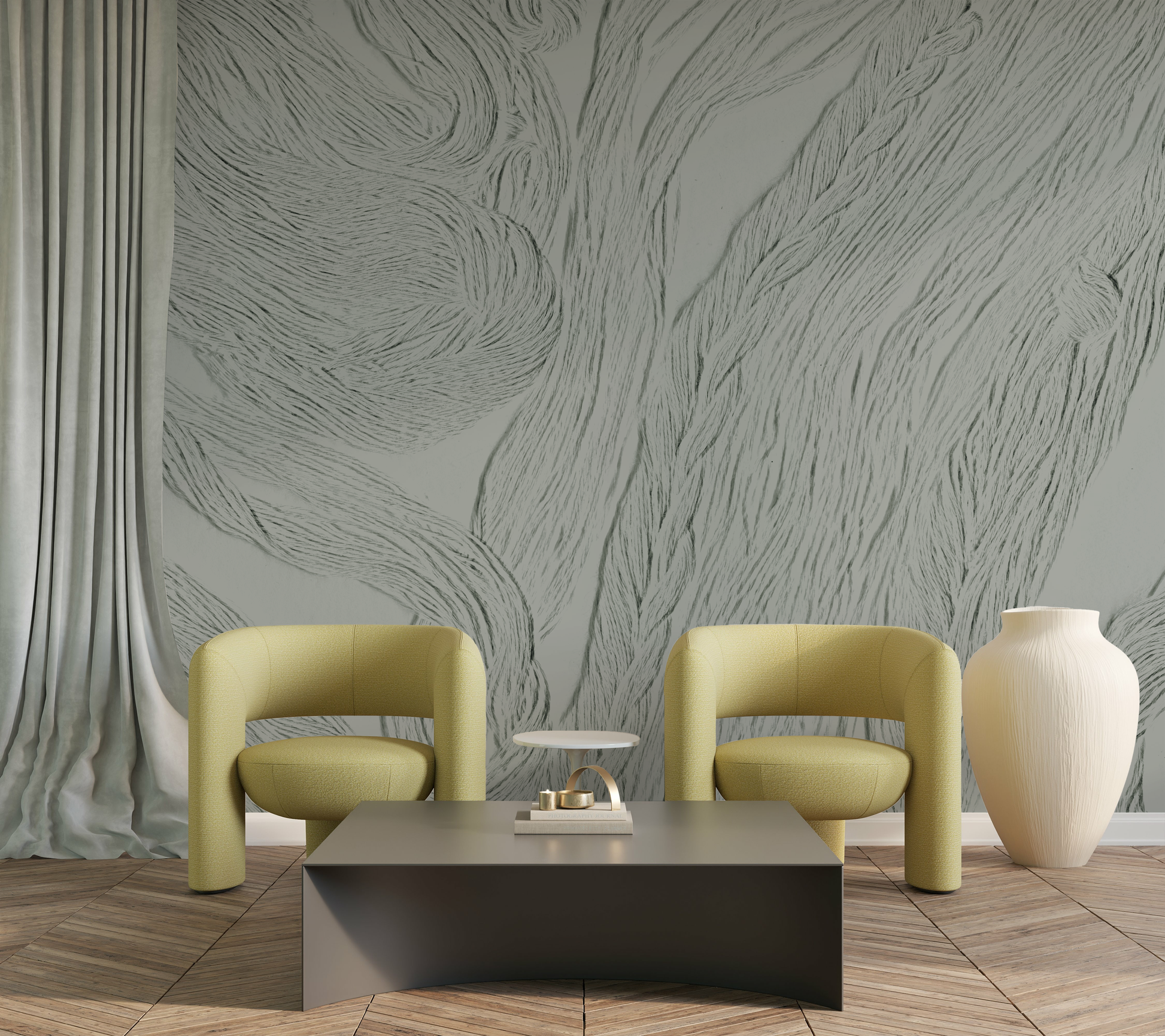 Morro Bay in Willow - Wallpaper Mural - Quick Ship