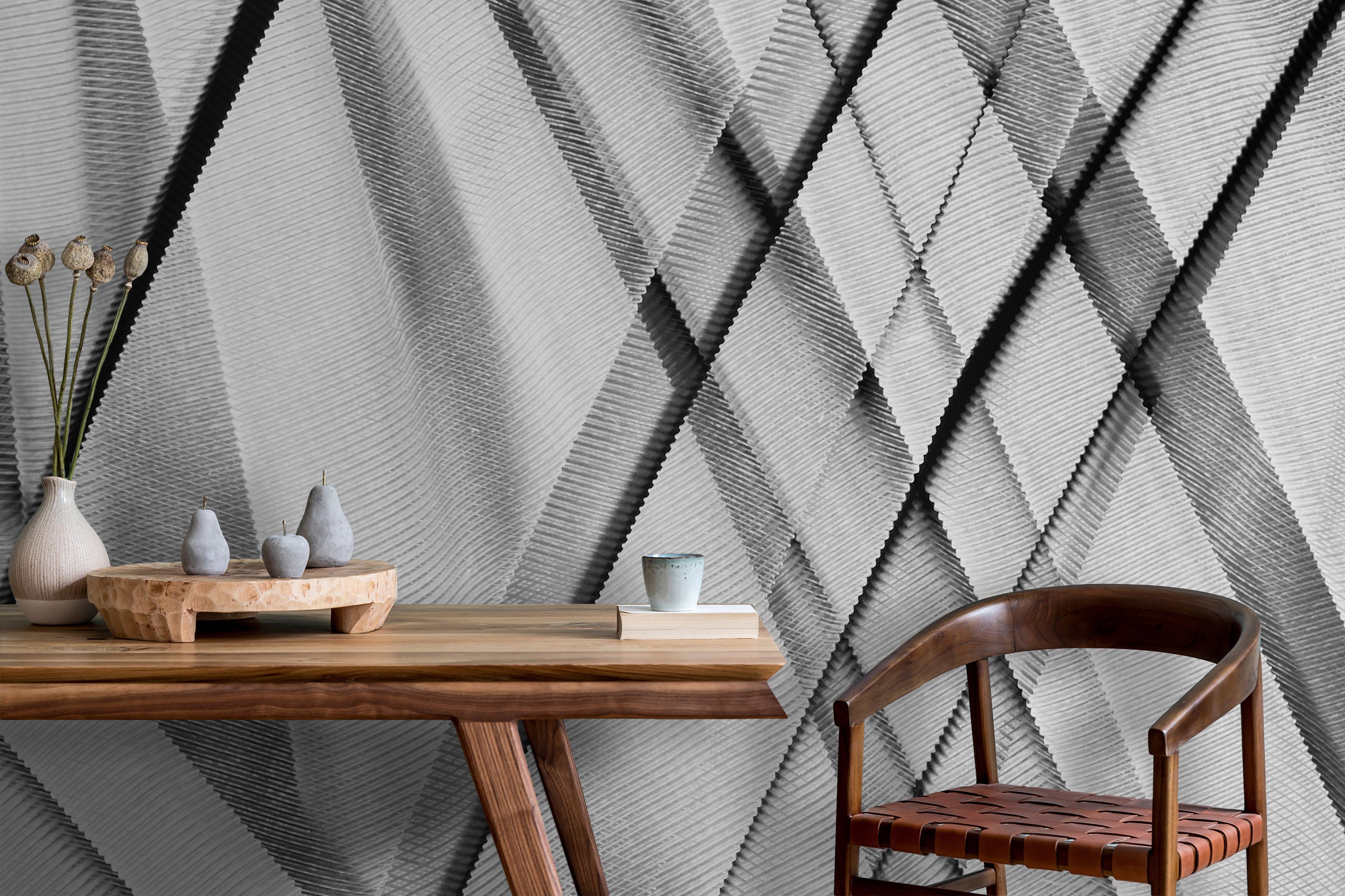 Image of Moulage Moderne Argent Made to Measure Mural
