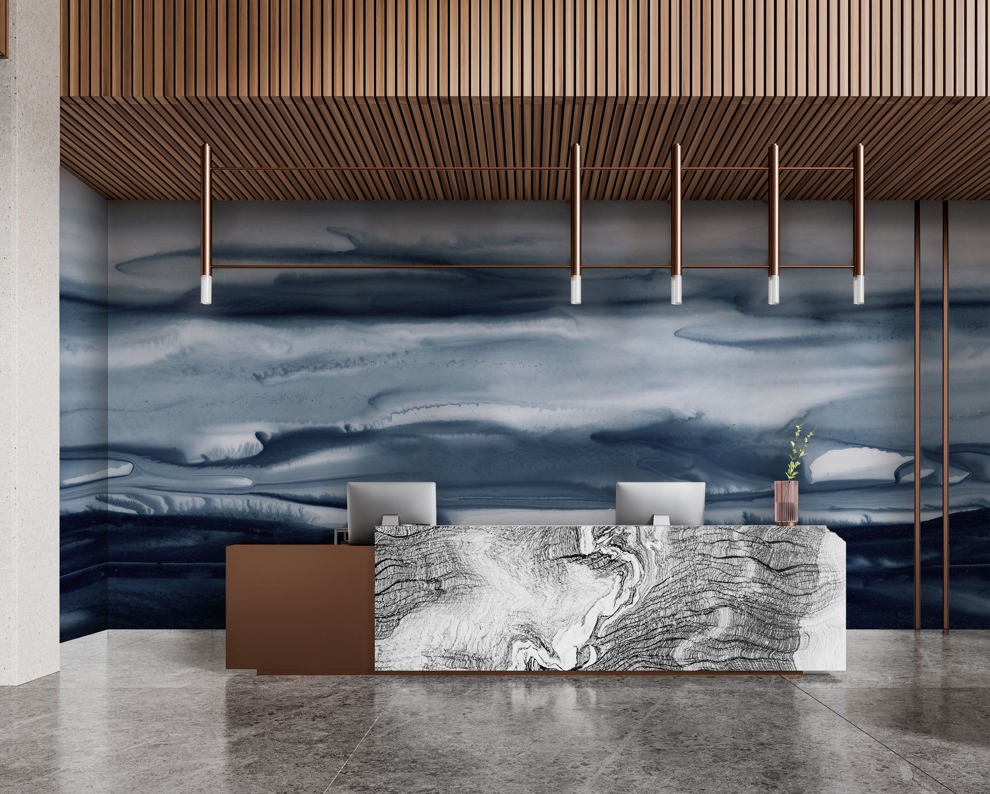 Navy Shades - Quick Ship Wallpaper Mural