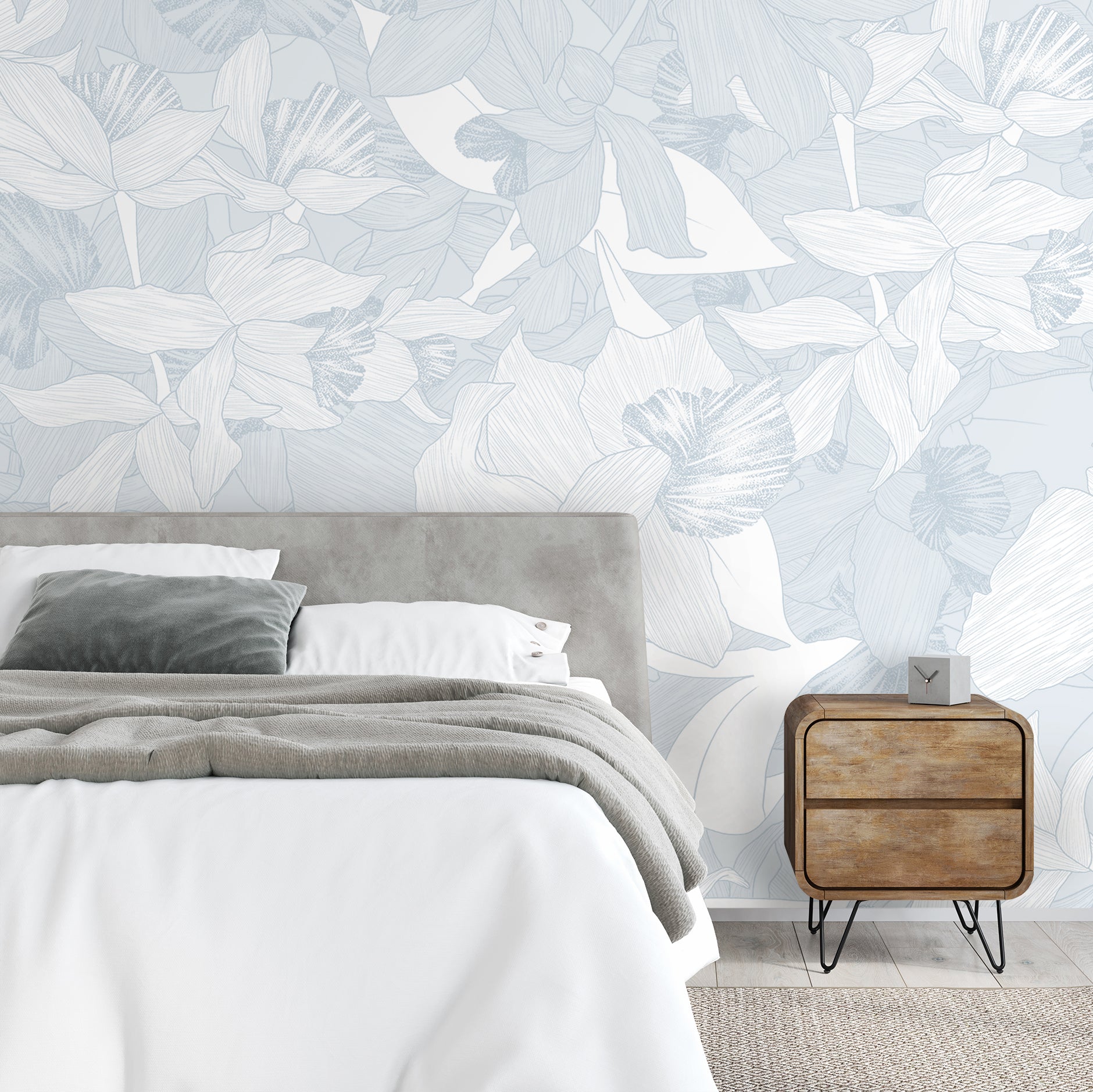 Night Blossom in Slate Made to Measure Mural