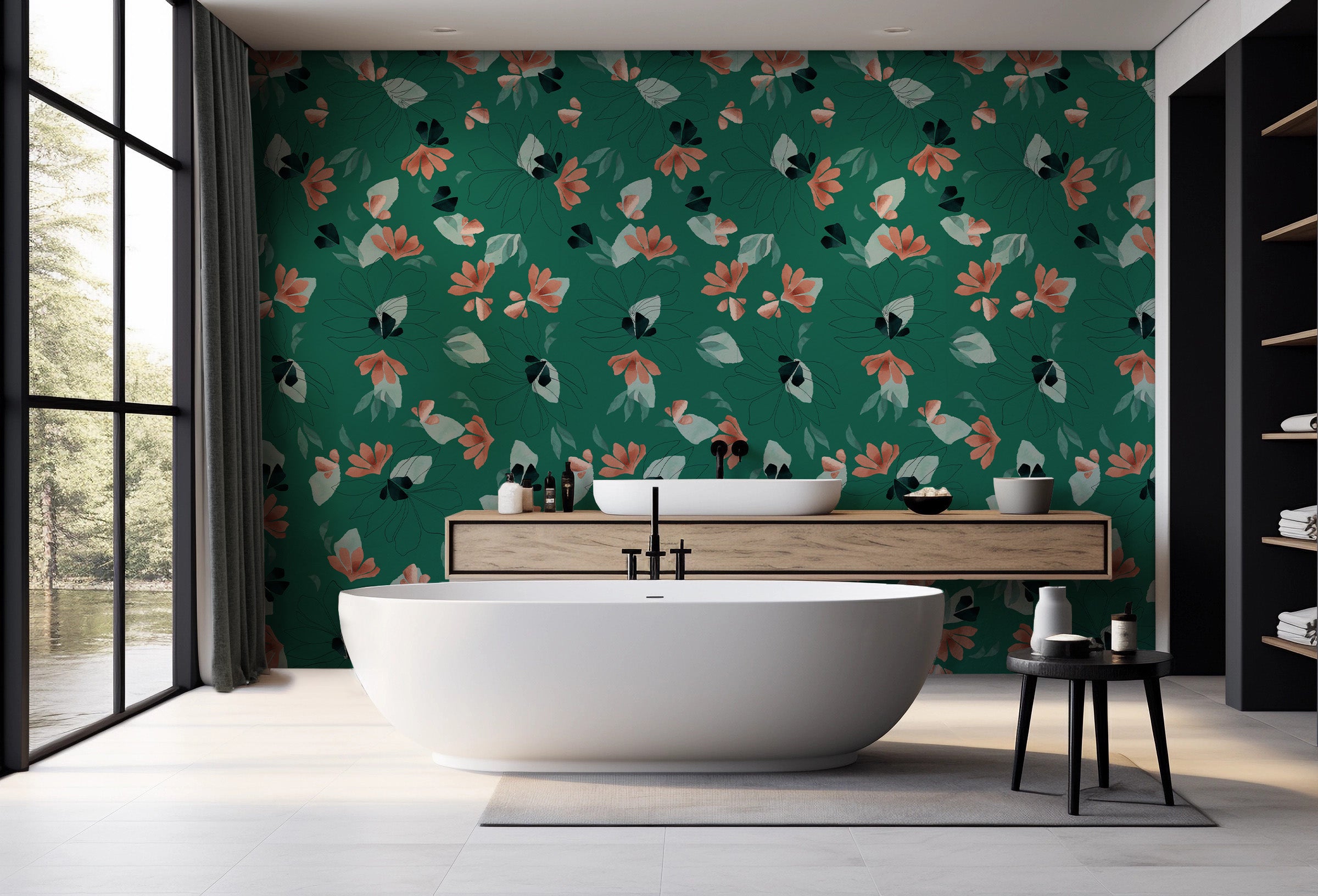 Image of Orange Blossom in Canard - Quick Ship - Wallpaper