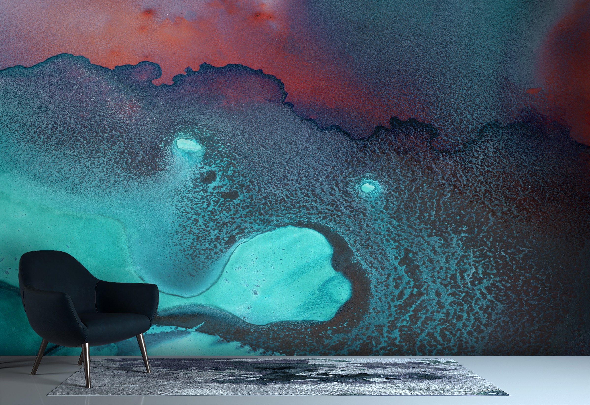 Image of Persimmon & Aqua Made To Measure Mural