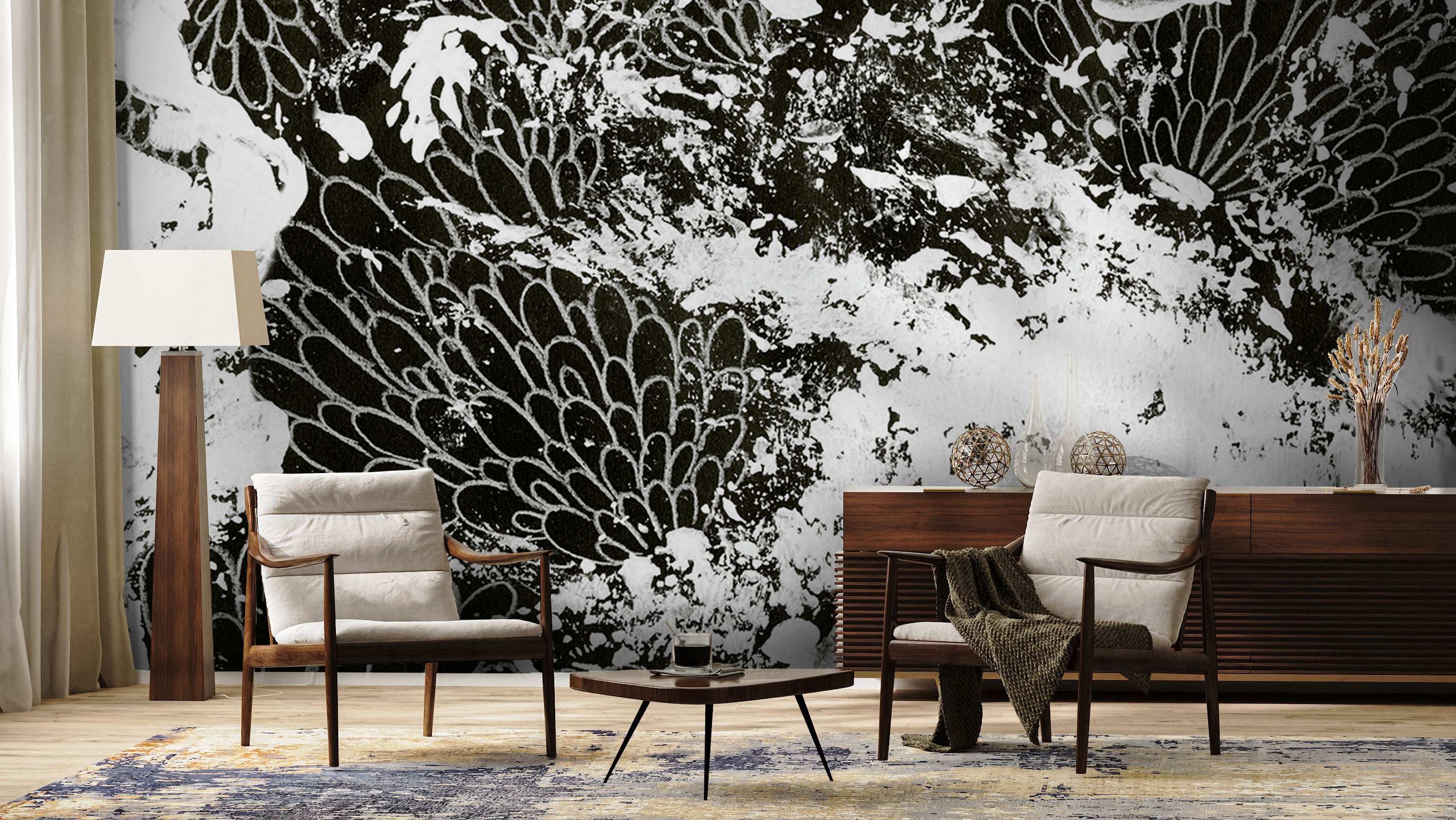 Image of Phyllary in Black + White Made to Measure Mural