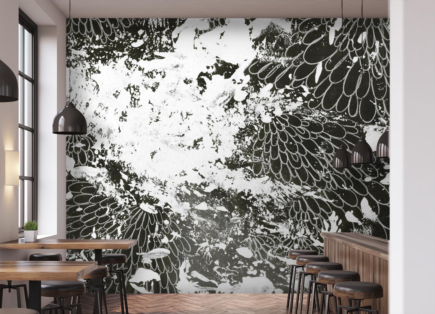 Phyllary in Black + White Made to Measure Mural
