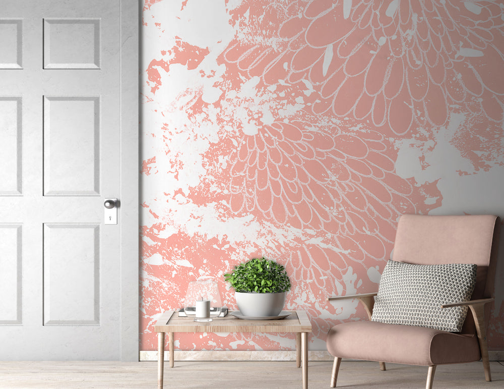 Phyllary in Coral Made to Measure Mural