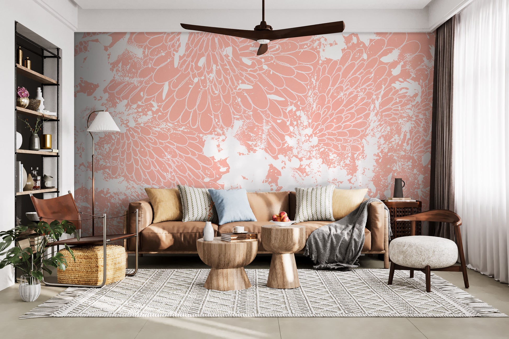 Phyllary in Coral Made to Measure Mural