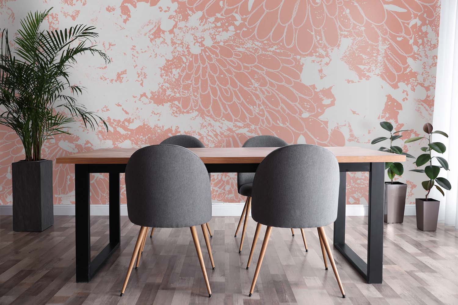 Image of Phyllary in Coral Made to Measure Mural