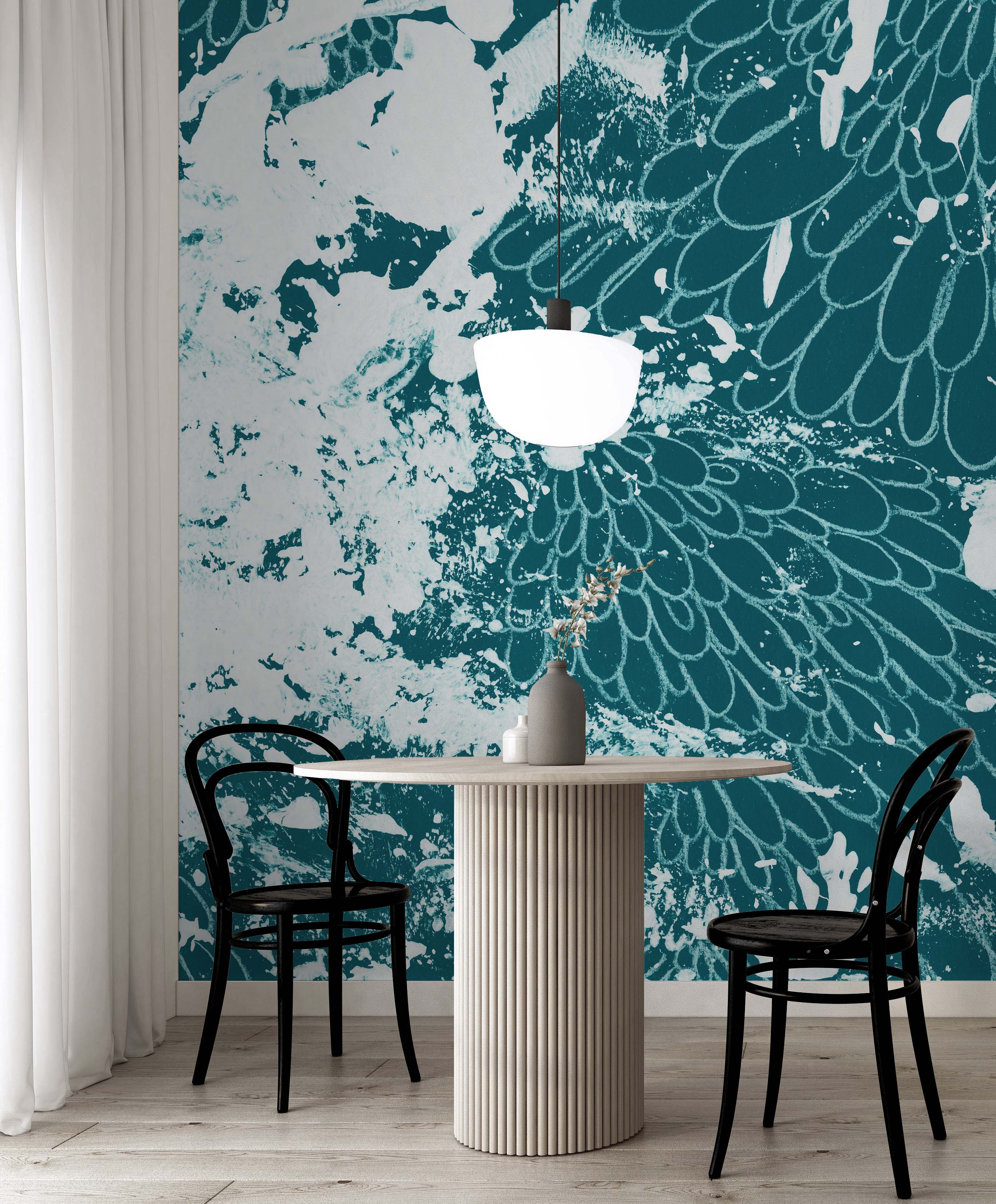 Image of Phyllary in Dark Teal Made to Measure Mural