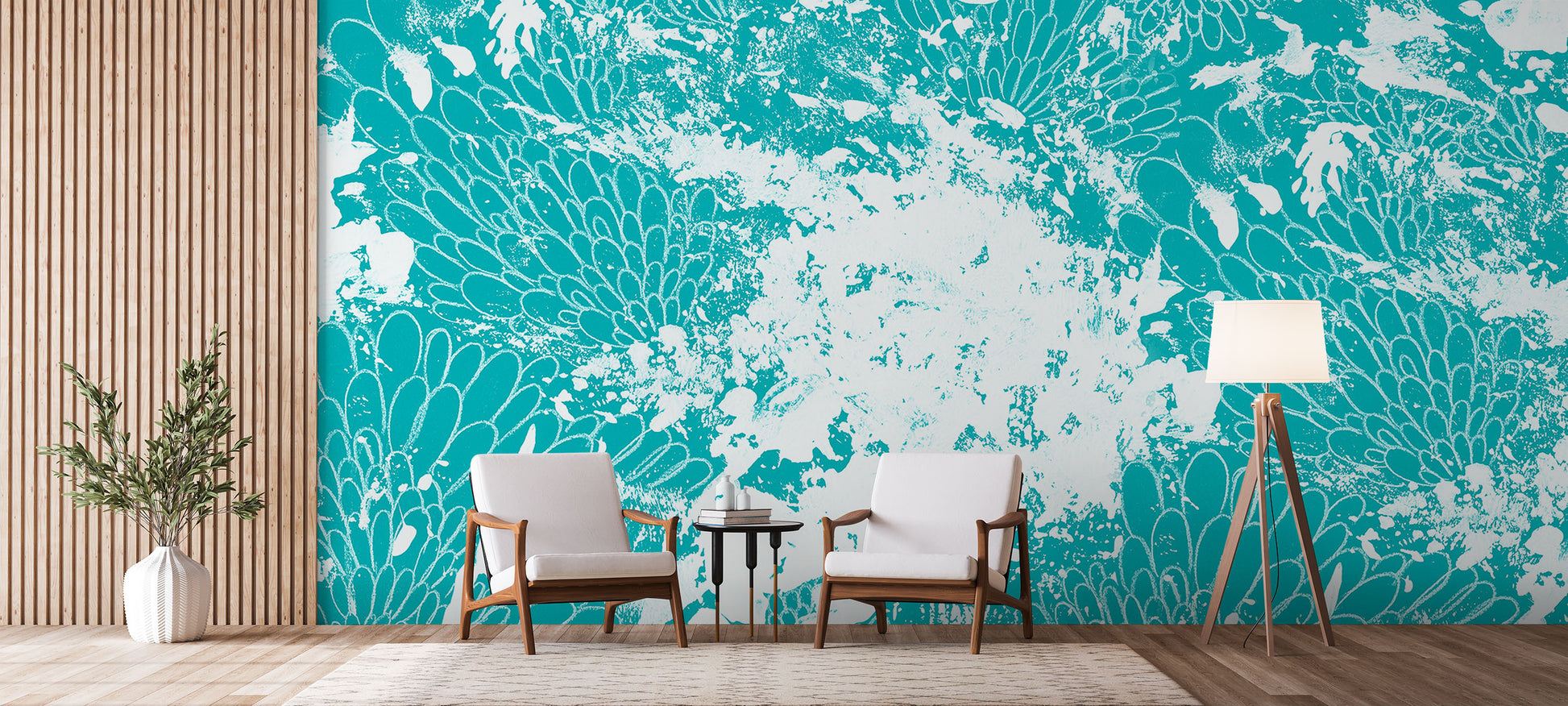 Phyllary in Teal Made to Measure Mural