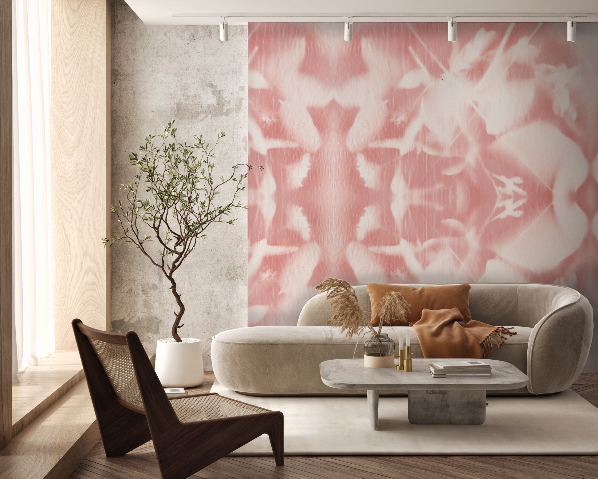 Plume in Blush Made to Measure Mural