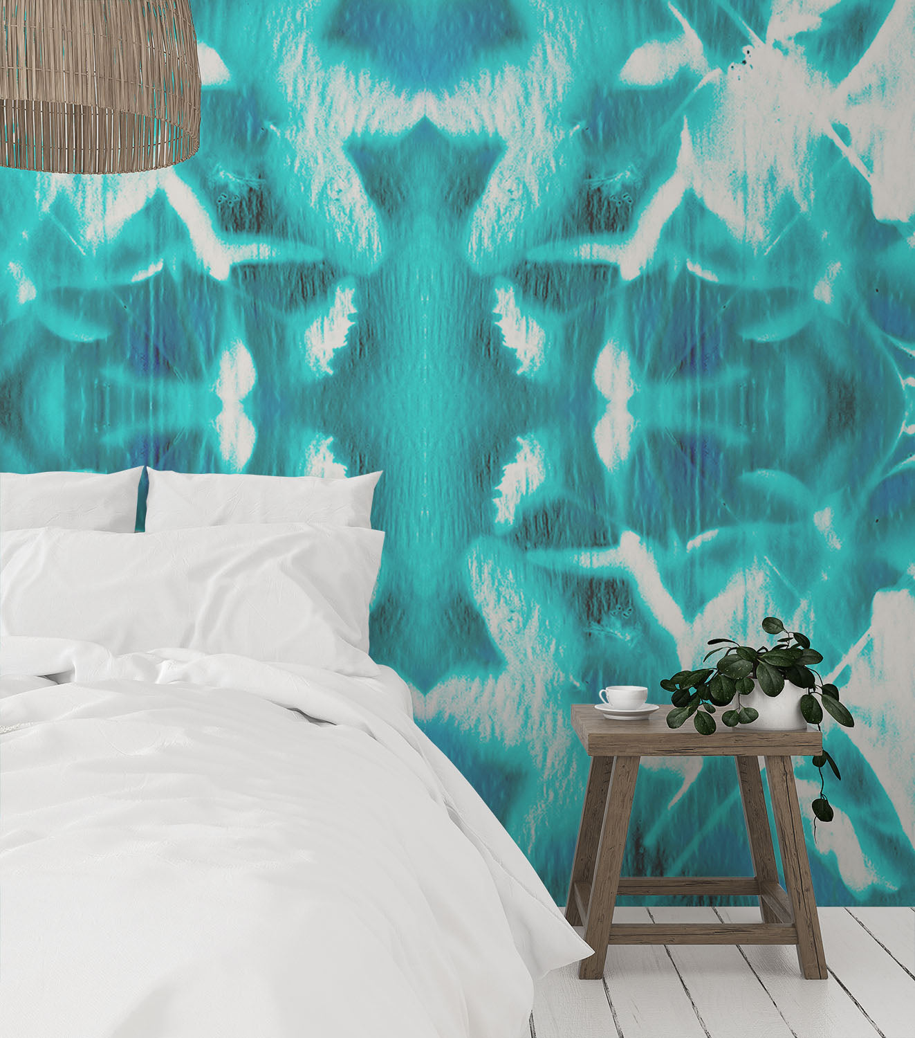 Image of Plume in Teal Made to Measure Mural