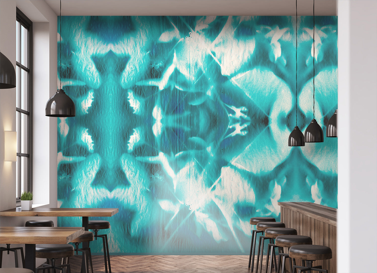Plume in Teal Made to Measure Mural