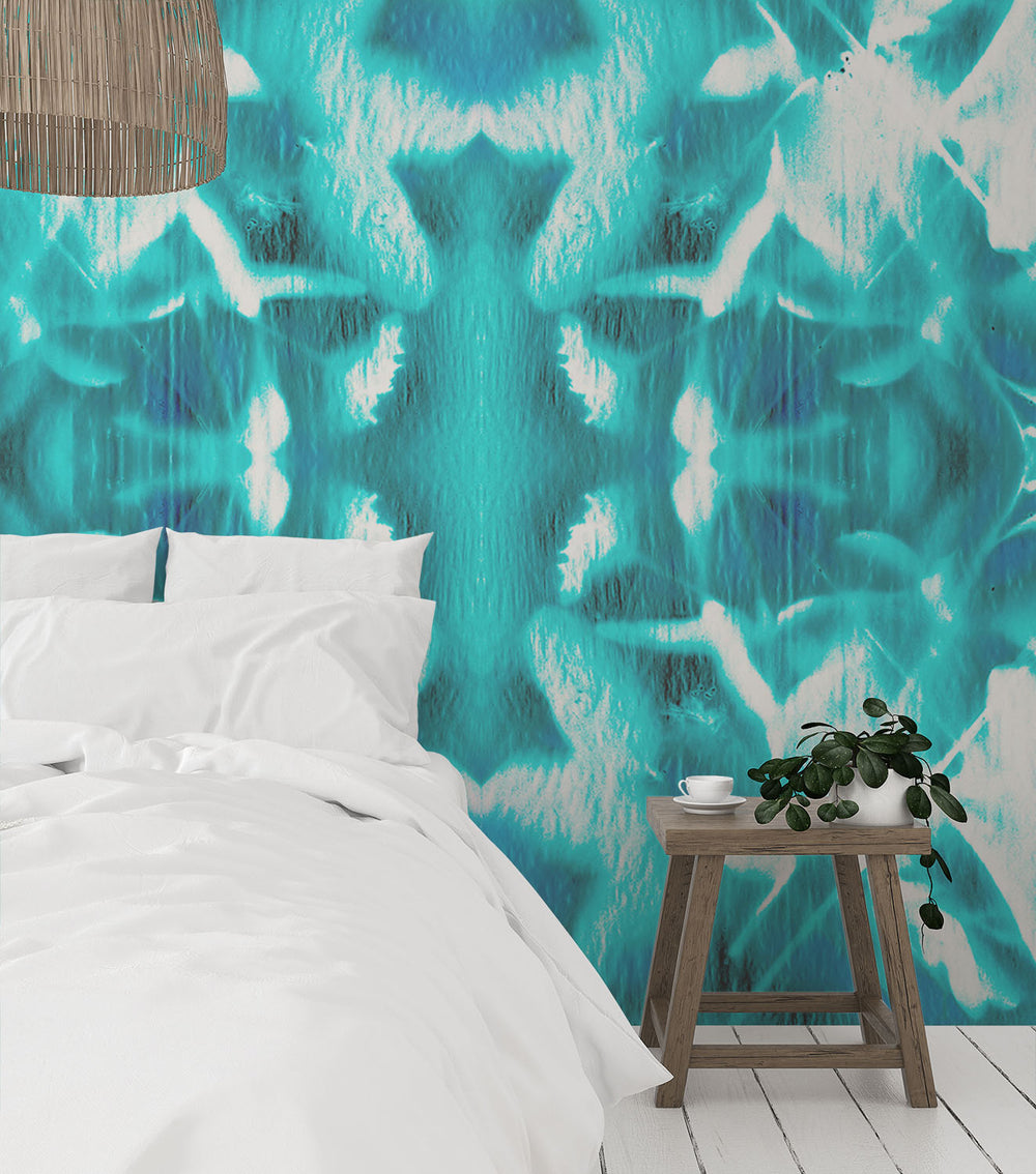 Plume in Teal Made to Measure Mural