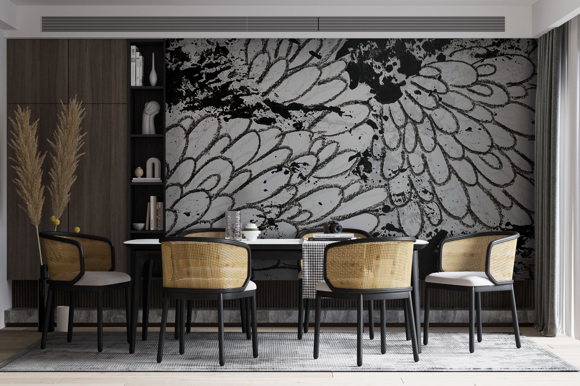 Pompon in Black + White Made to Measure Mural