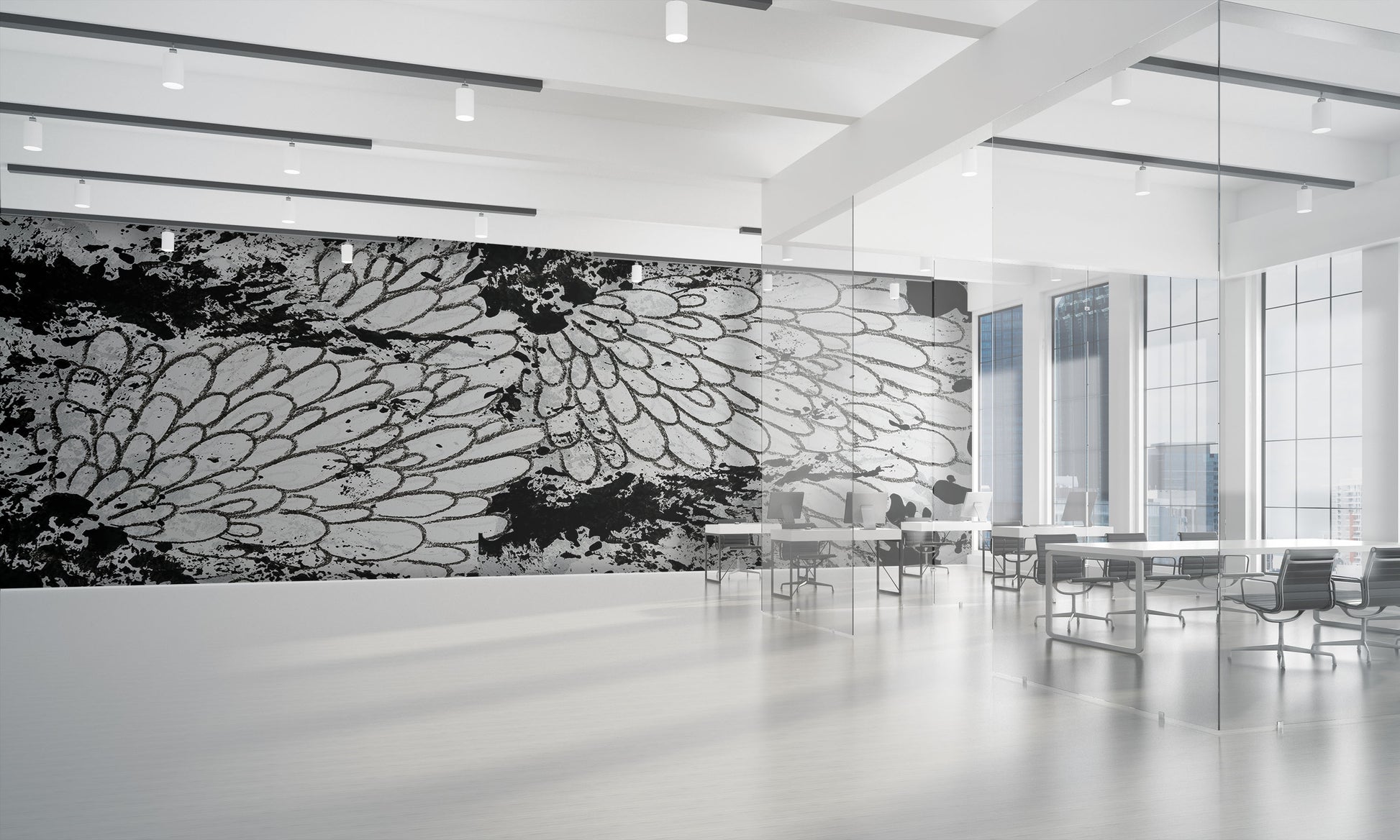 Pompon in Black + White Made to Measure Mural