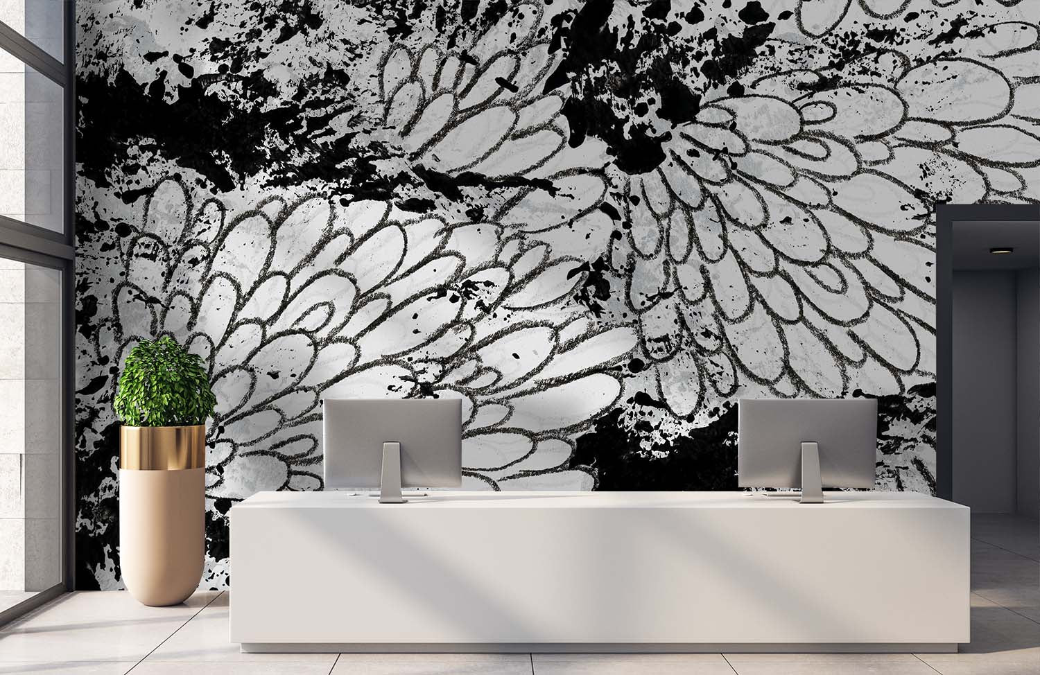Image of Pompon in Black + White Made to Measure Mural