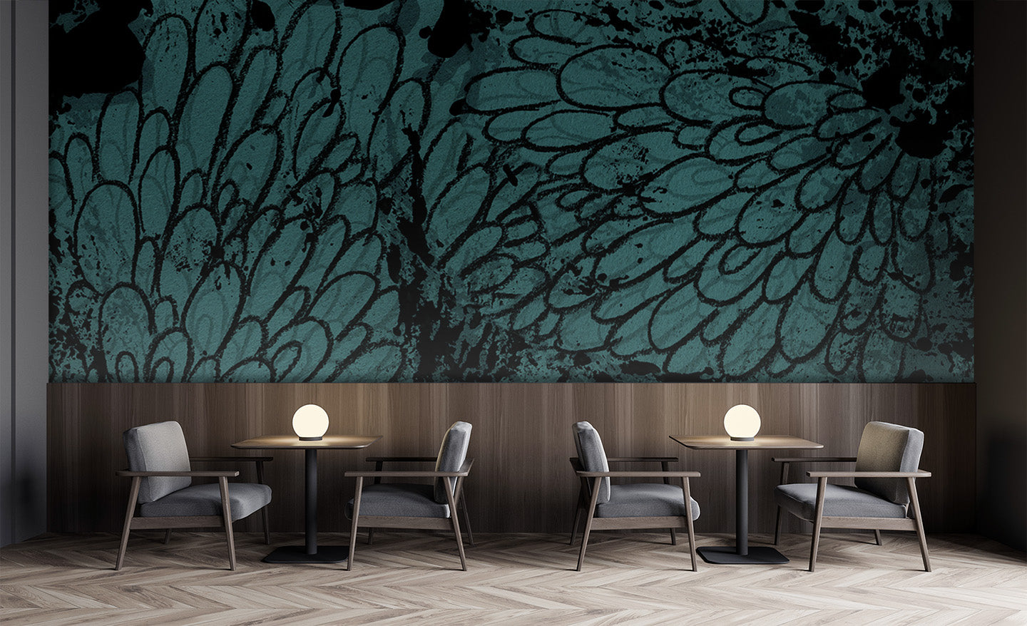 Image of Pompon in Teal Made to Measure Mural