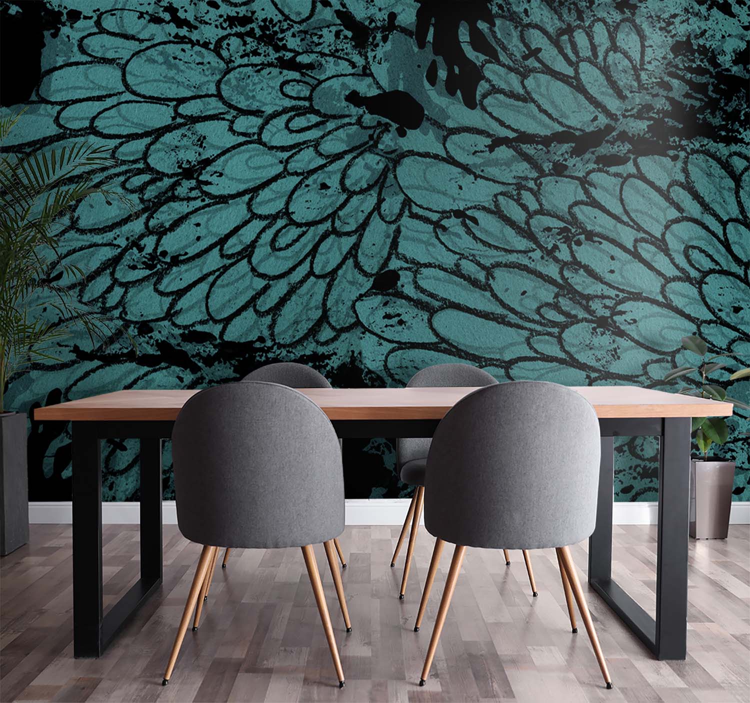 Image of Pompon in Teal Made to Measure Mural