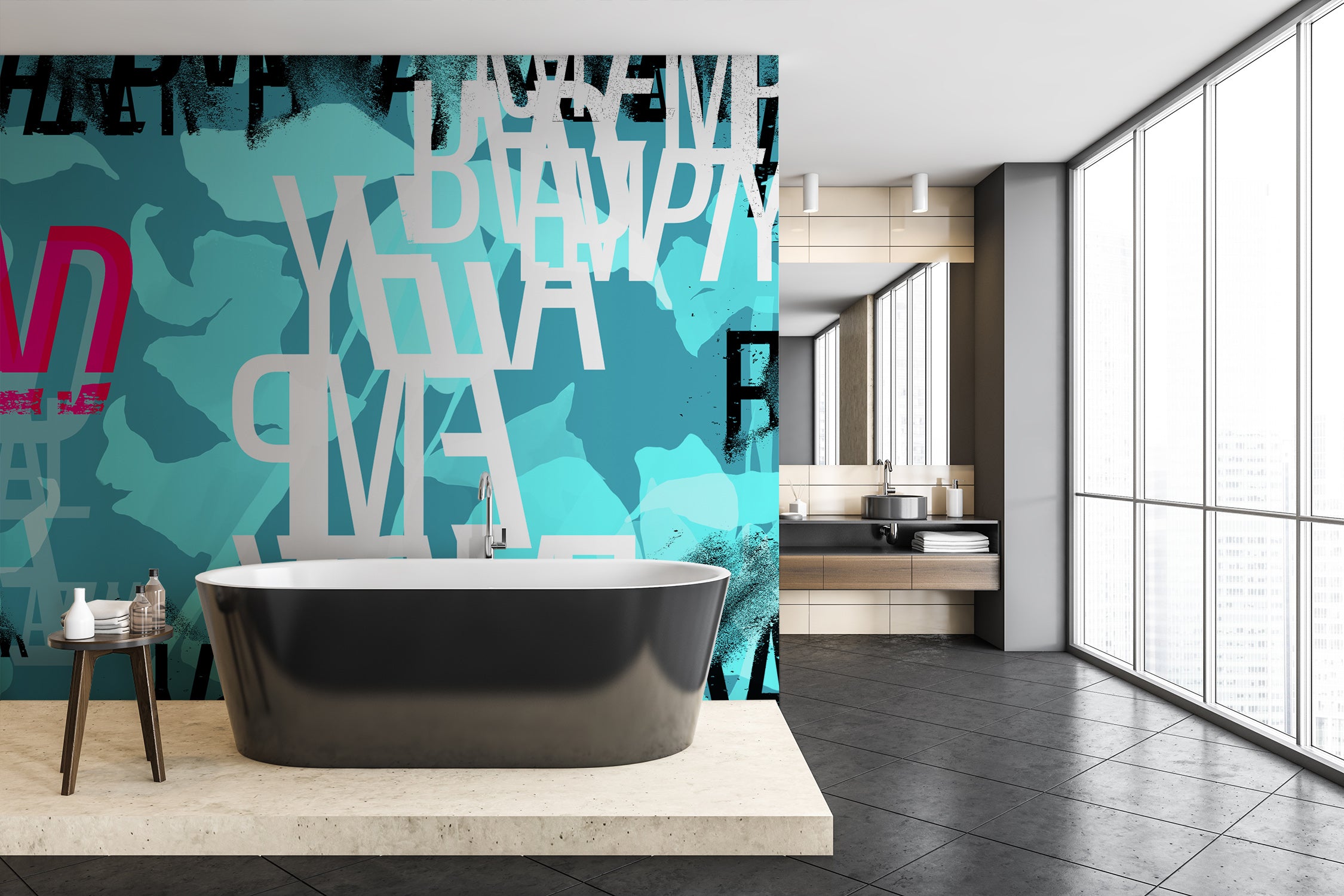Image of Radical Empathy in Cyan - Wallpaper Mural - Quick Ship Mural