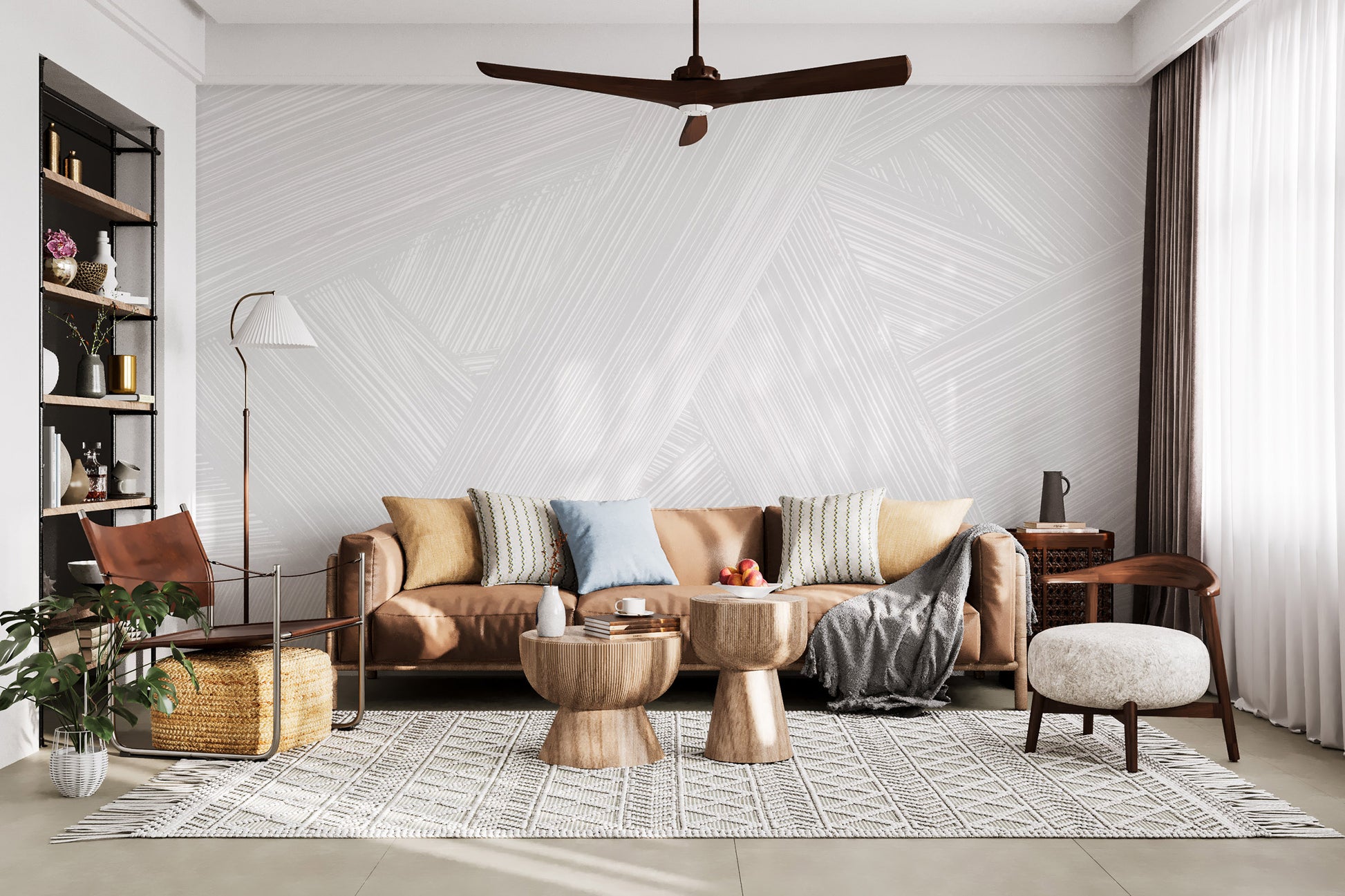 Raked in Greige - Quick Ship Mural