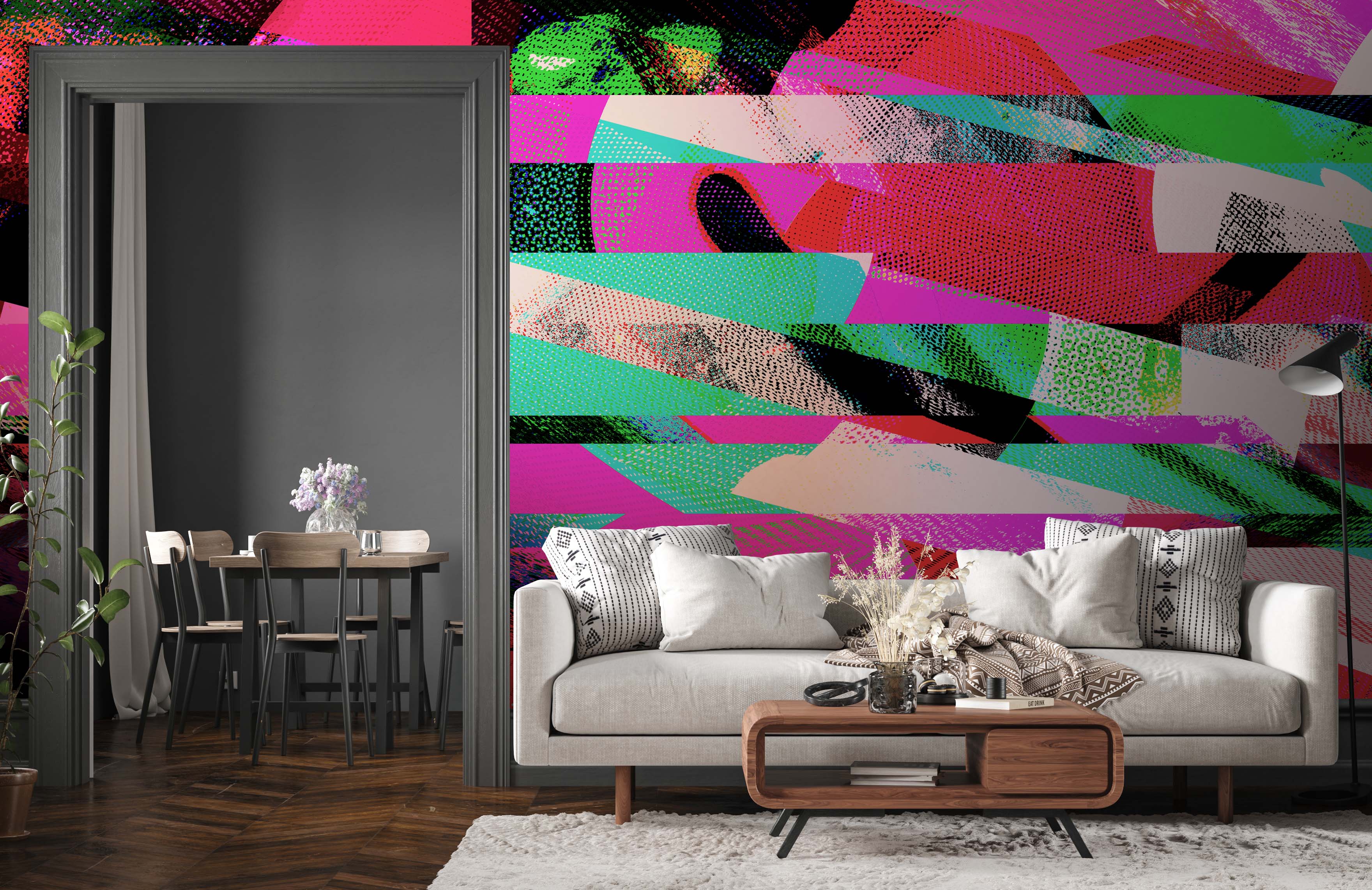 Image of Rampage in Neon - Wallpaper Mural - Quick Ship