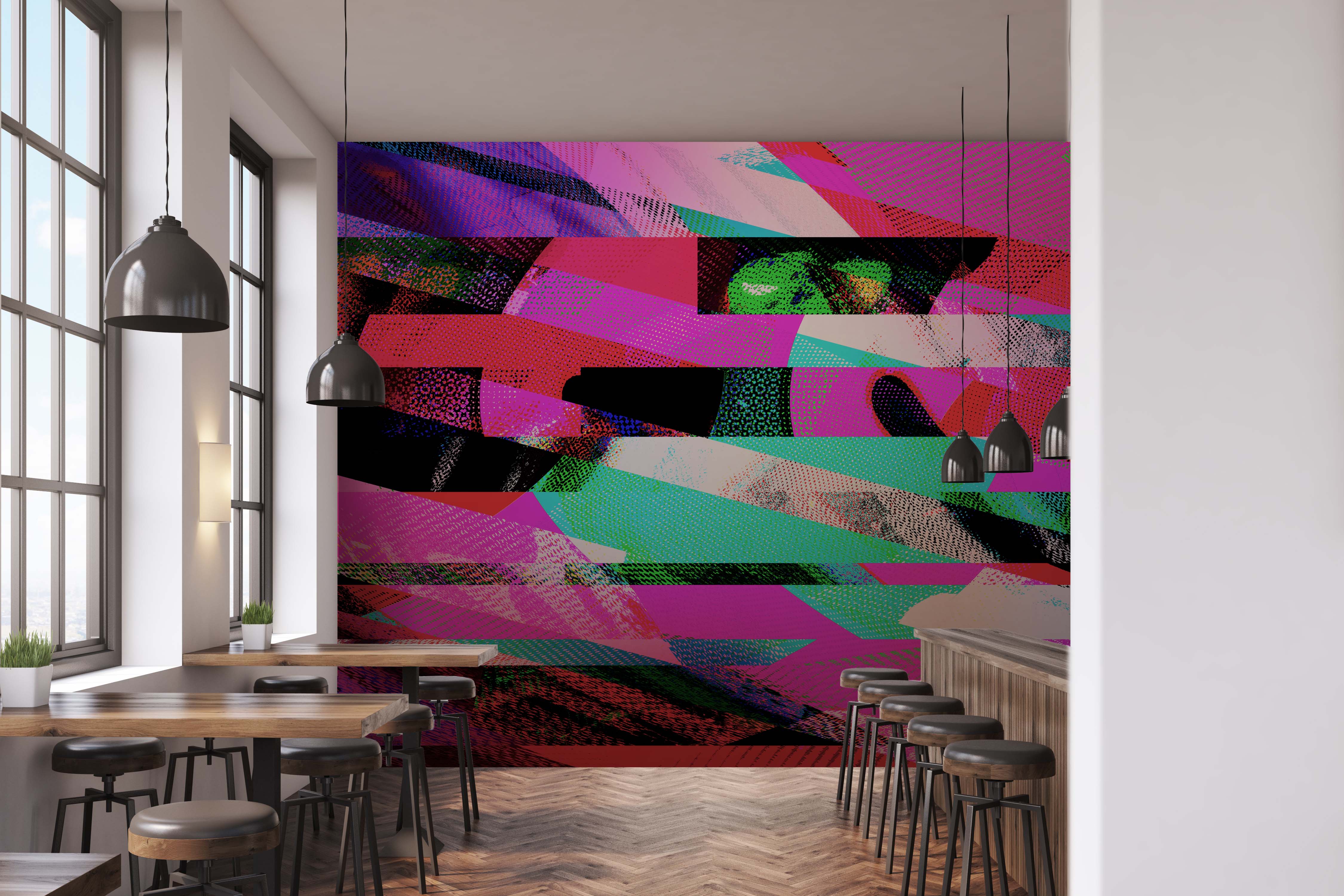 Image of Rampage in Neon - Wallpaper Mural - Quick Ship
