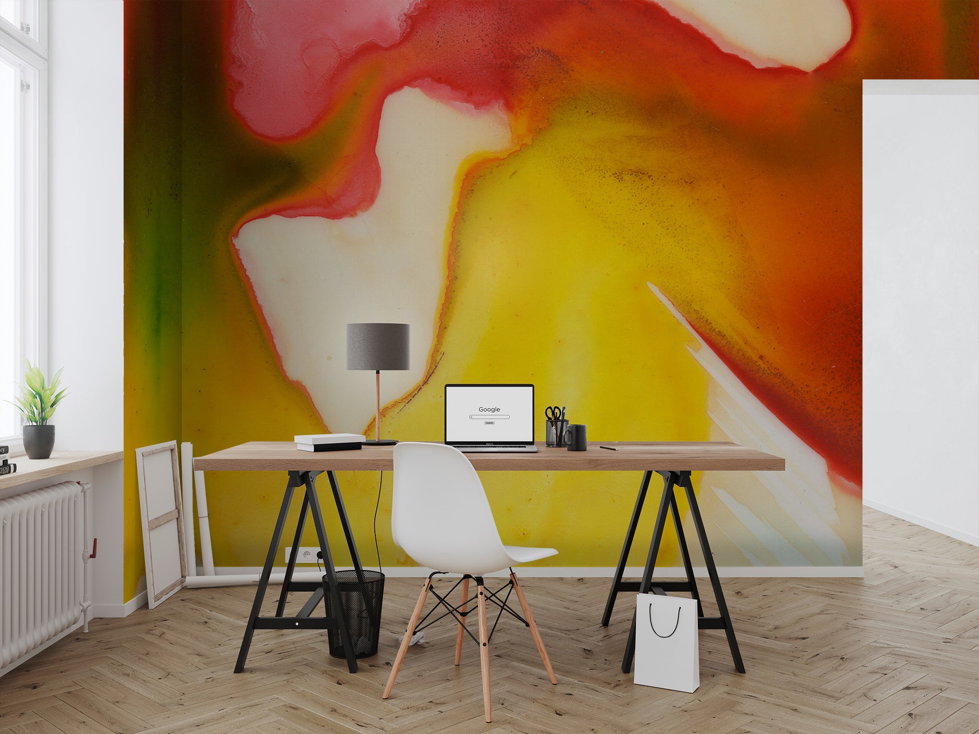 Red & Yellow Watercolor Made To Measure Mural