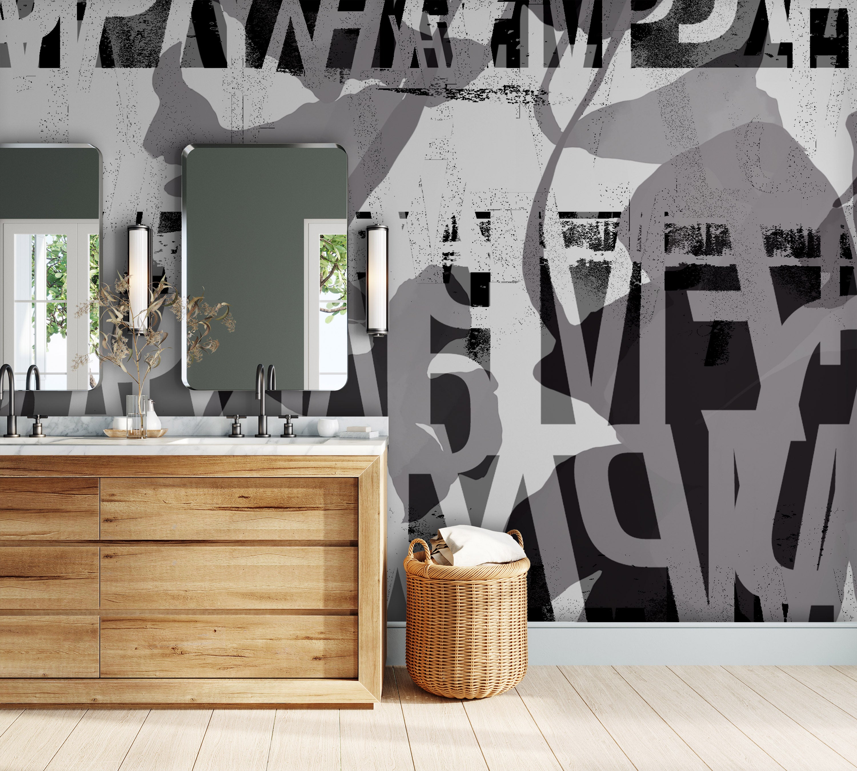 Image of Reimagine in Charcoal - Wallpaper Mural - Quick Ship