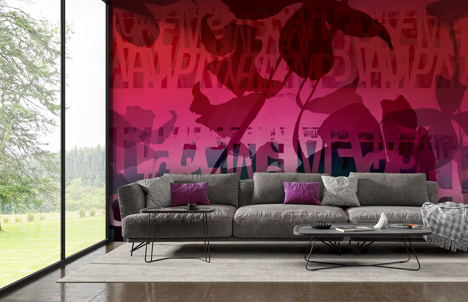 Image of Reimagine in Coral - Wallpaper Mural - Quick Ship