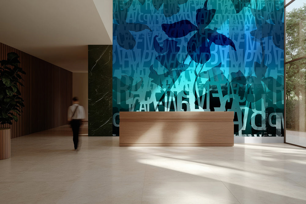 Reimagine in Cyan - Wallpaper Mural - Quick Ship